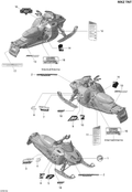 Fits 2009 Ski-Doo MX Z TNT 4-TEC REAR Upper SIDE Decal RH, OEM Part # 516003741 - schematic diagram