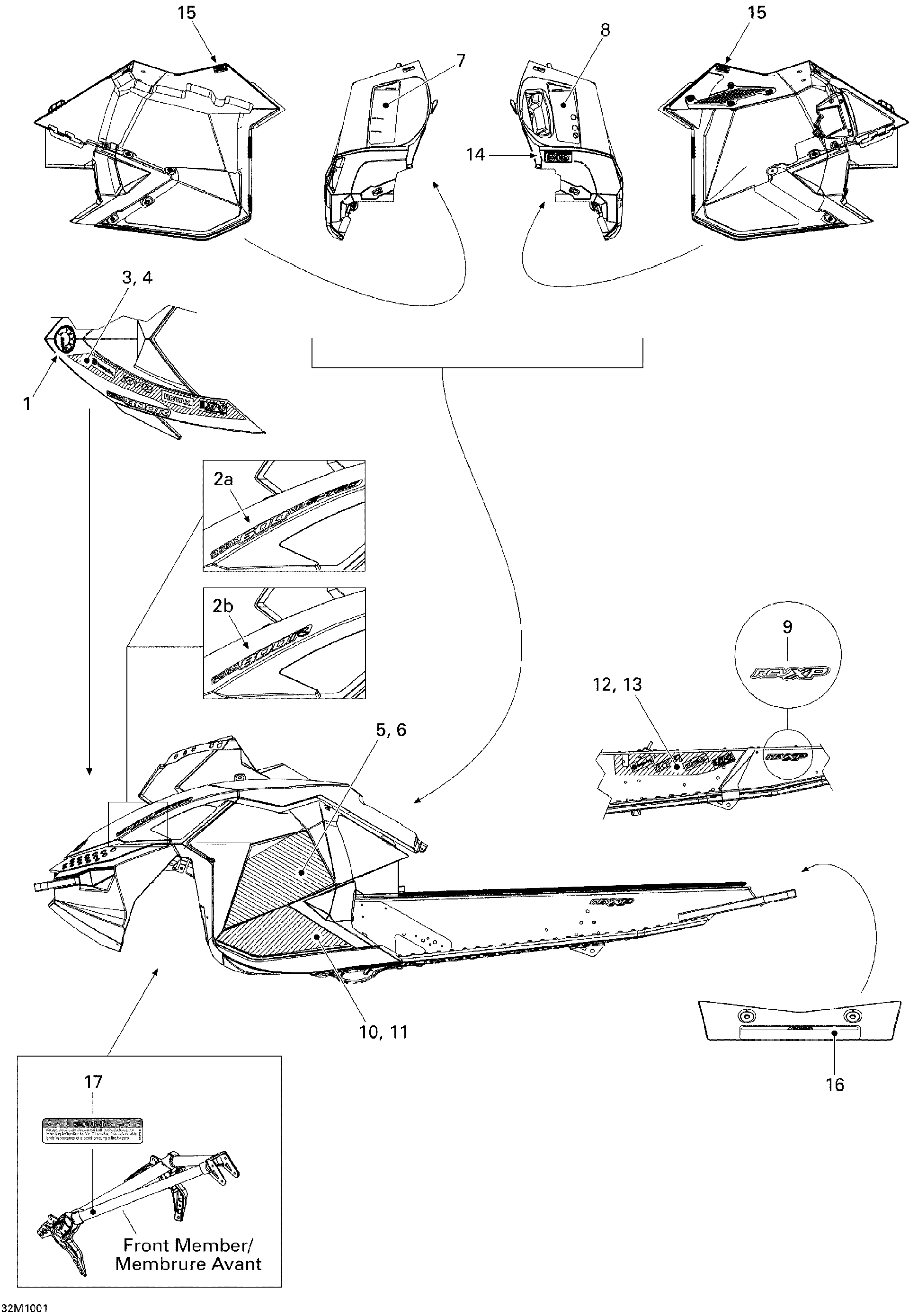 Fits 2010 Ski-Doo MX Z X-RS 600HO ETEC / MX Z X-RS 800R PTEK LH HOOD Decal, OEM Part # 516003972 - schematic diagram