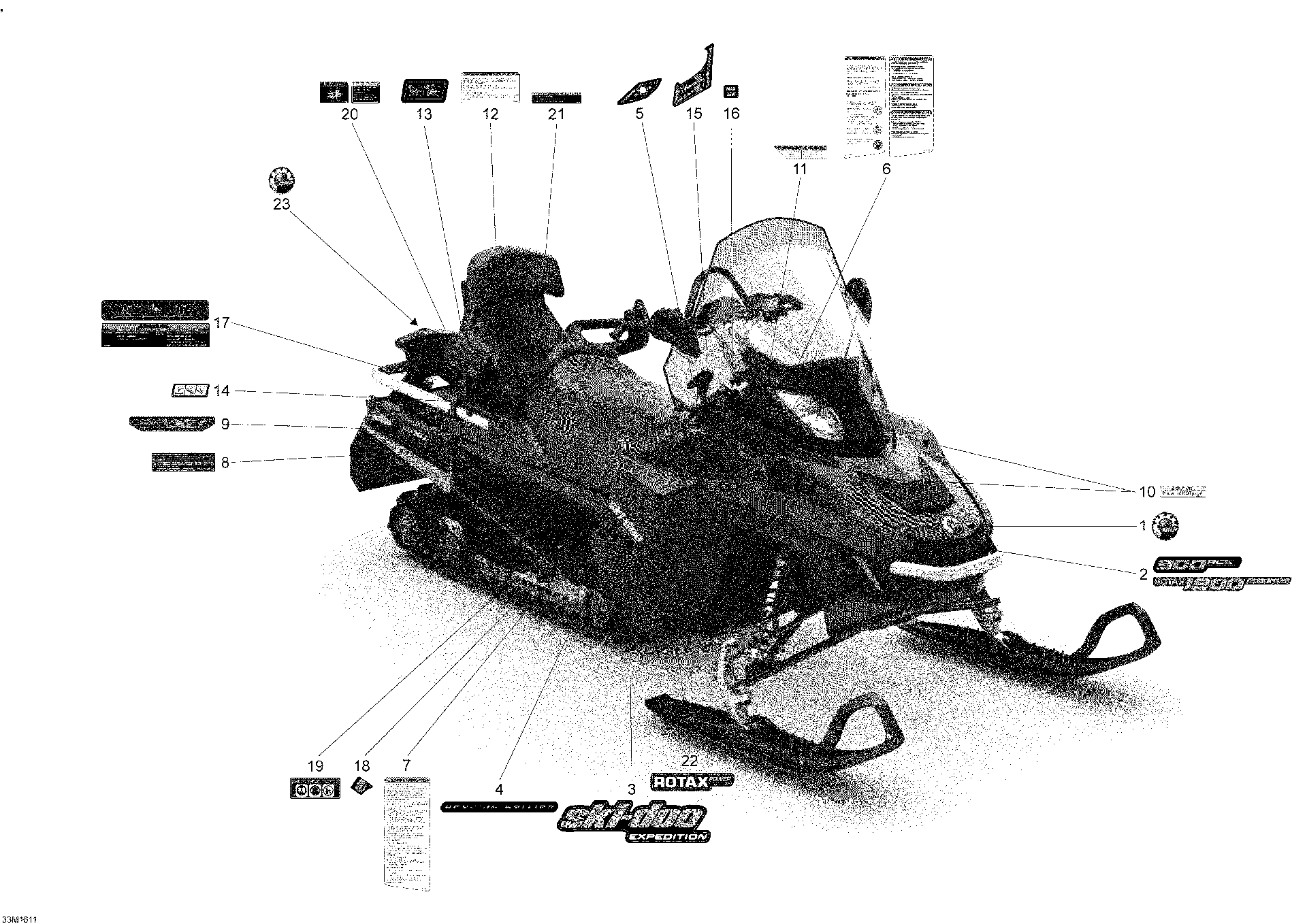 Fits 2011-2016 Ski-Doo EXPEDITION - LE-SE 4-STROKE Warning Decal, OEM Part # 516004650 - schematic diagram