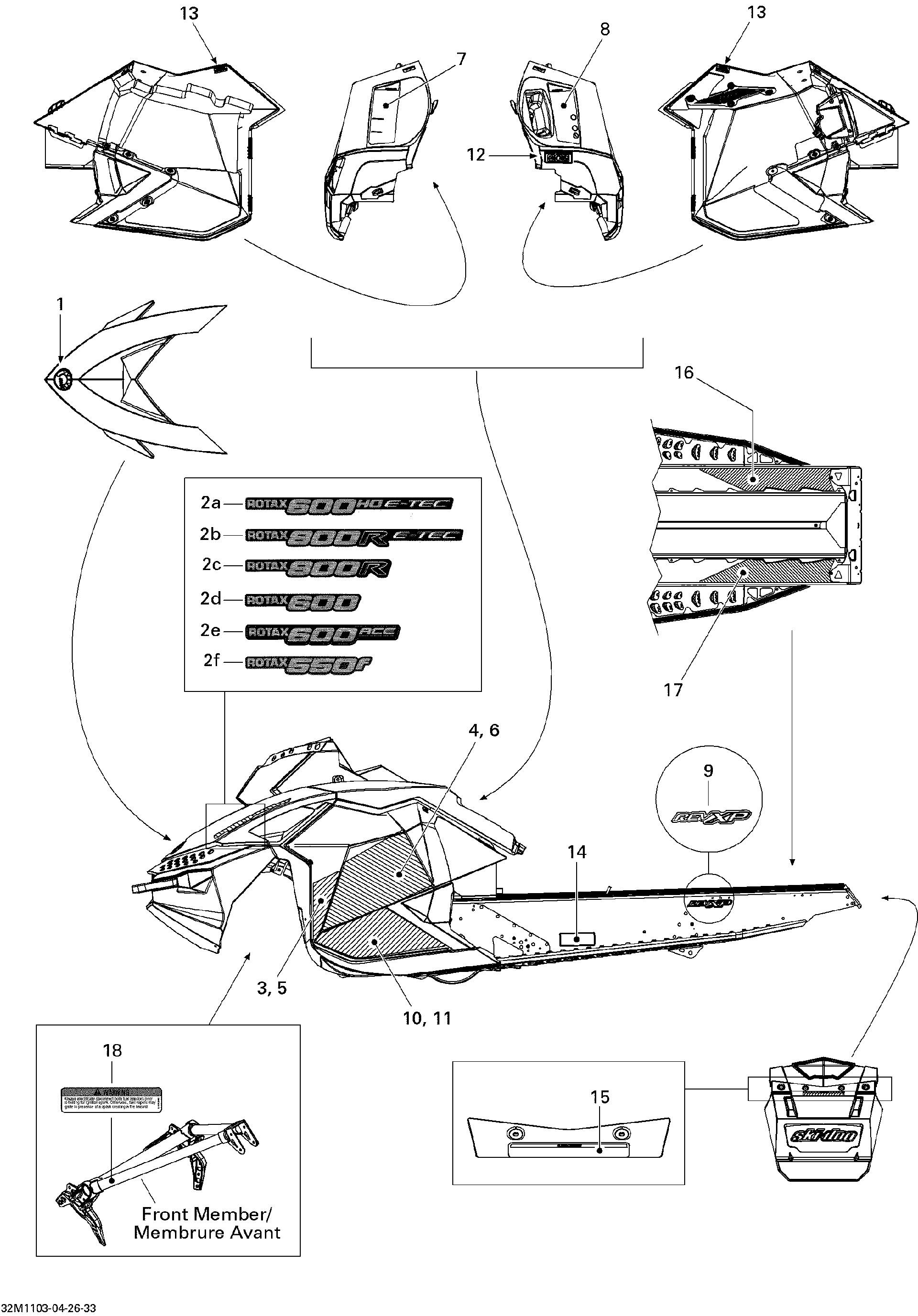 Fits 2011 Ski-Doo MX Z TNT 600 / MX Z TNT 600HO ETEC RH Front SIDE Decal, OEM Part # 516004680 - schematic diagram