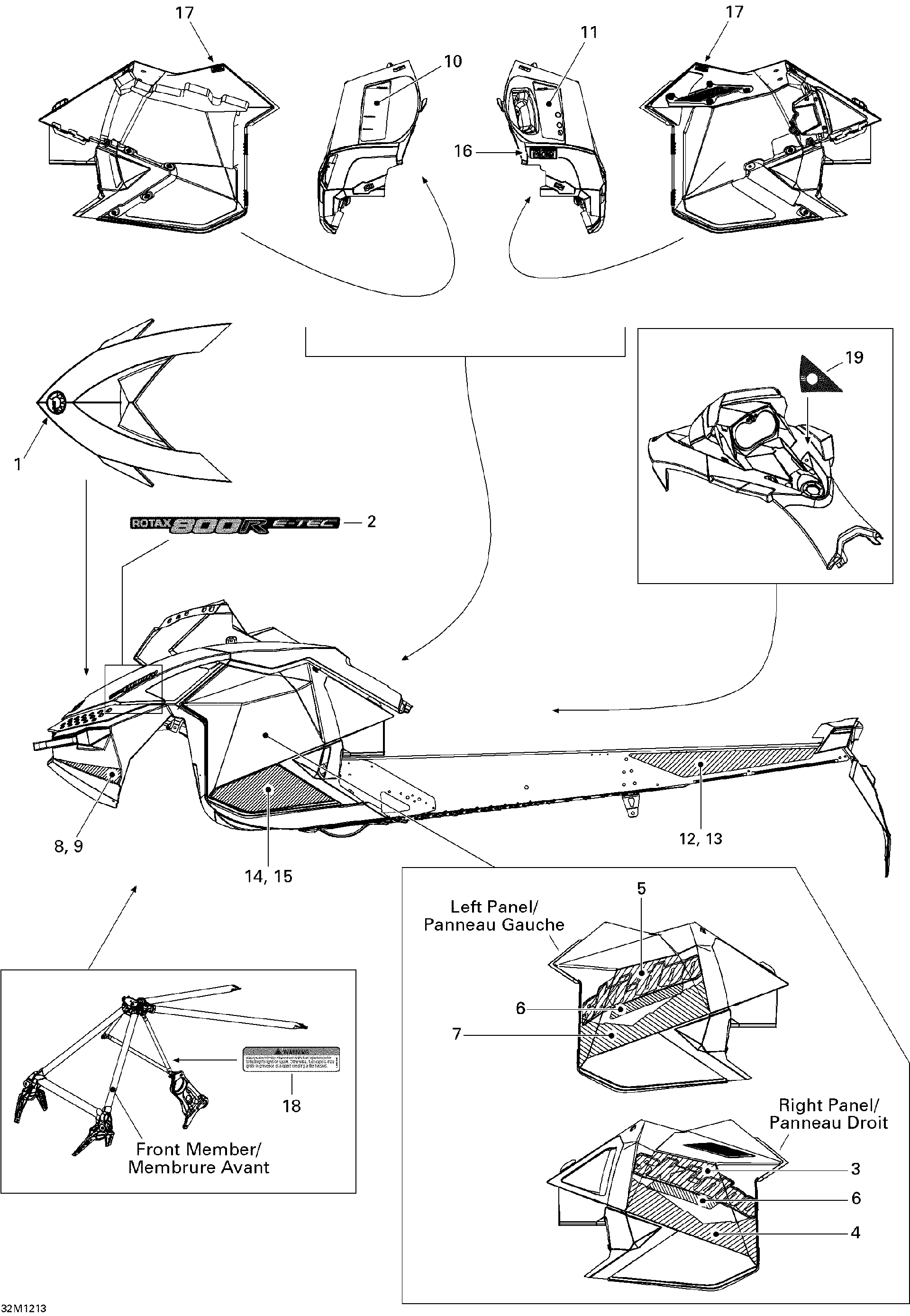 Fits 2012 Ski-Doo Summit X 800R E-TEC RH Bottom PAN, OEM Part # 516004840 - schematic diagram