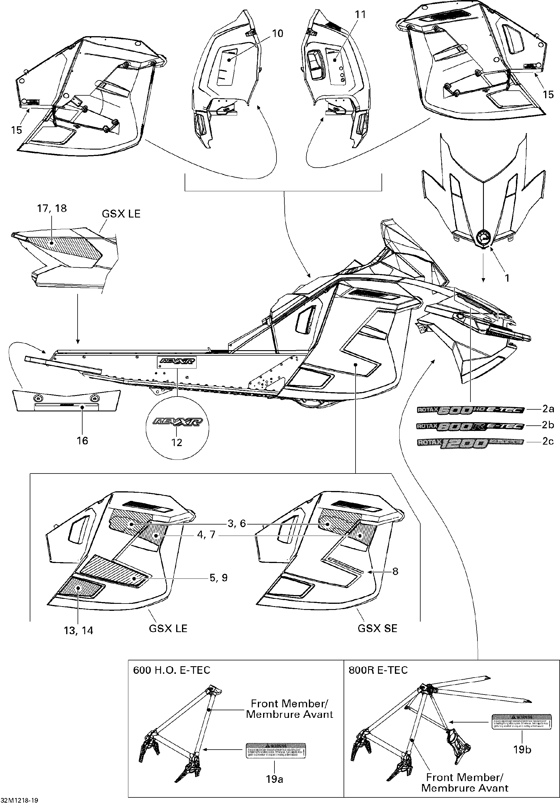 Fits 2012 Ski-Doo GSX LE & SE XR LH Lower Decal, OEM Part # 516004978 - schematic diagram