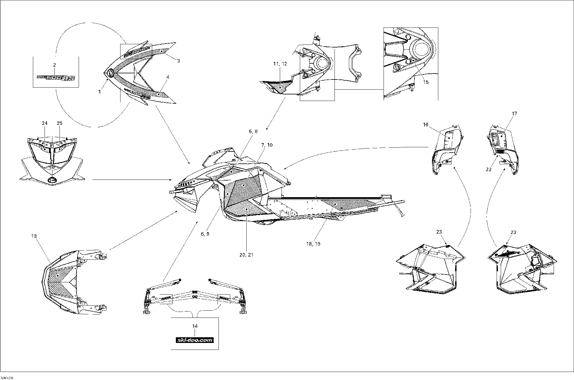 Fits 2012 Ski-Doo MX Z X 600RS LH Front SIDE Decal, OEM Part # 516004980 - schematic diagram