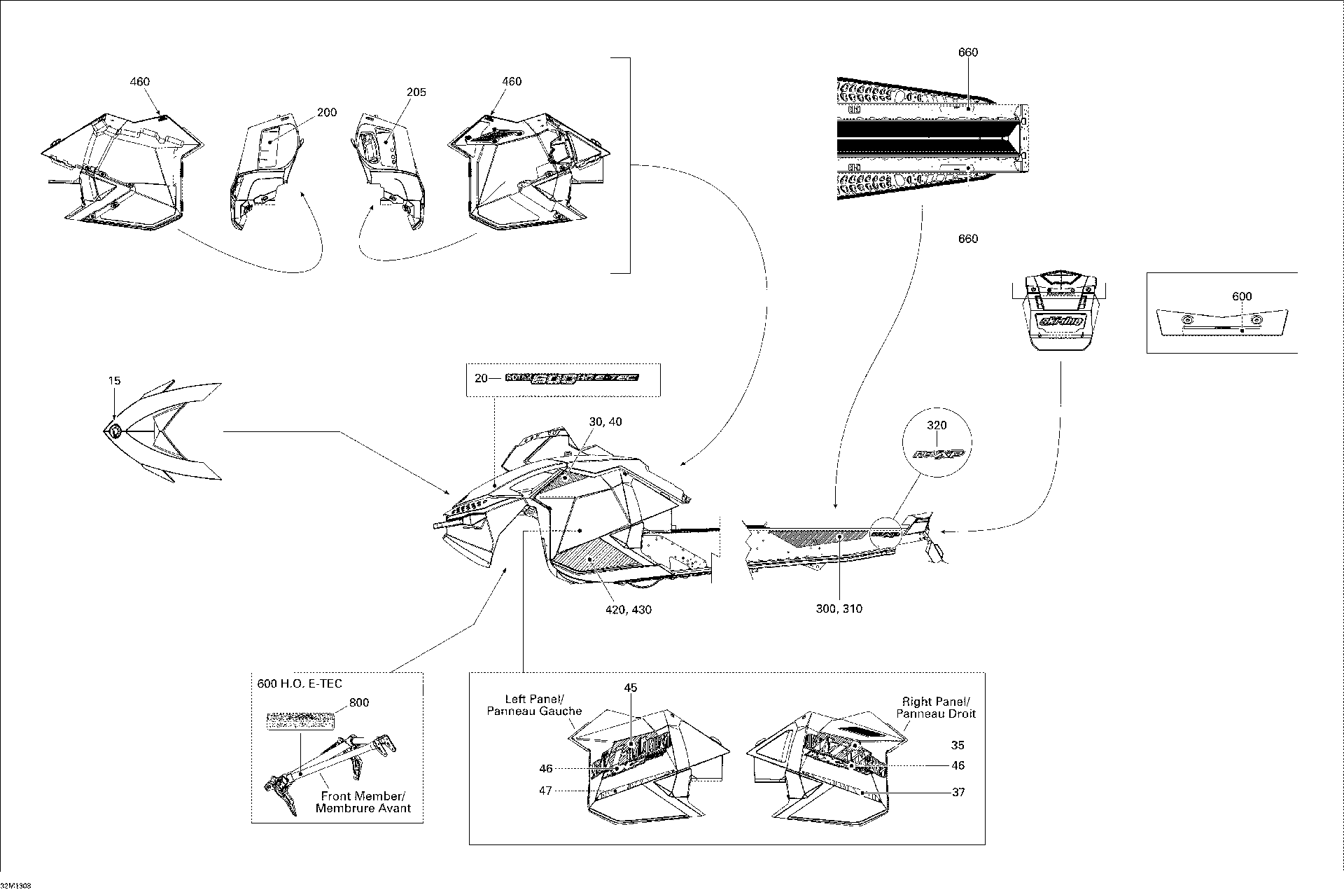 Fits 2013 Ski-Doo MXZ TNT 600HOE XP SIDE Decal MX Z, OEM Part # 516005257 - schematic diagram