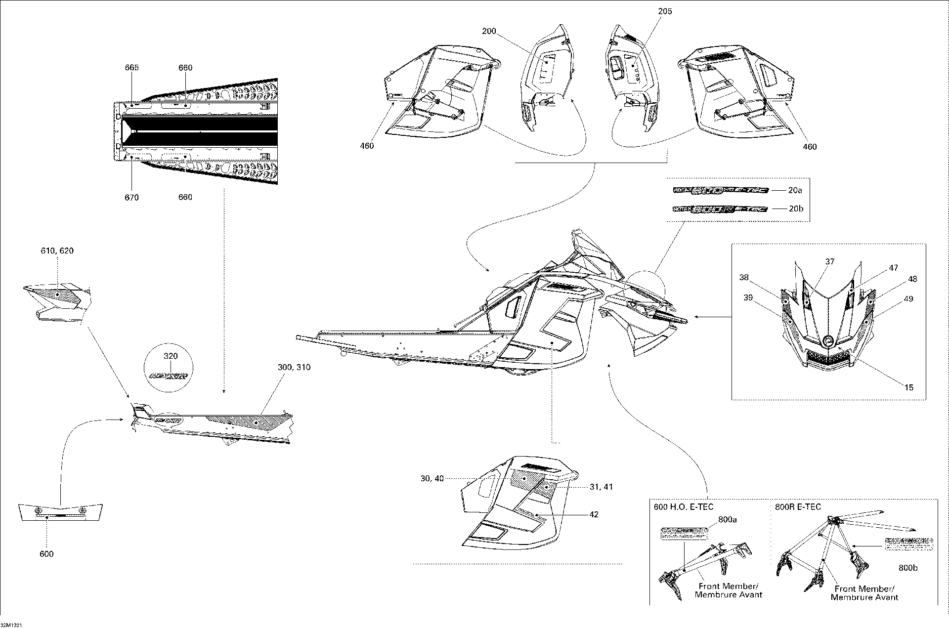Fits 2013 Ski-Doo GSX SE 800RE XR HOOD Decal Rotax 800R E TE, OEM Part # 516005383 - schematic diagram