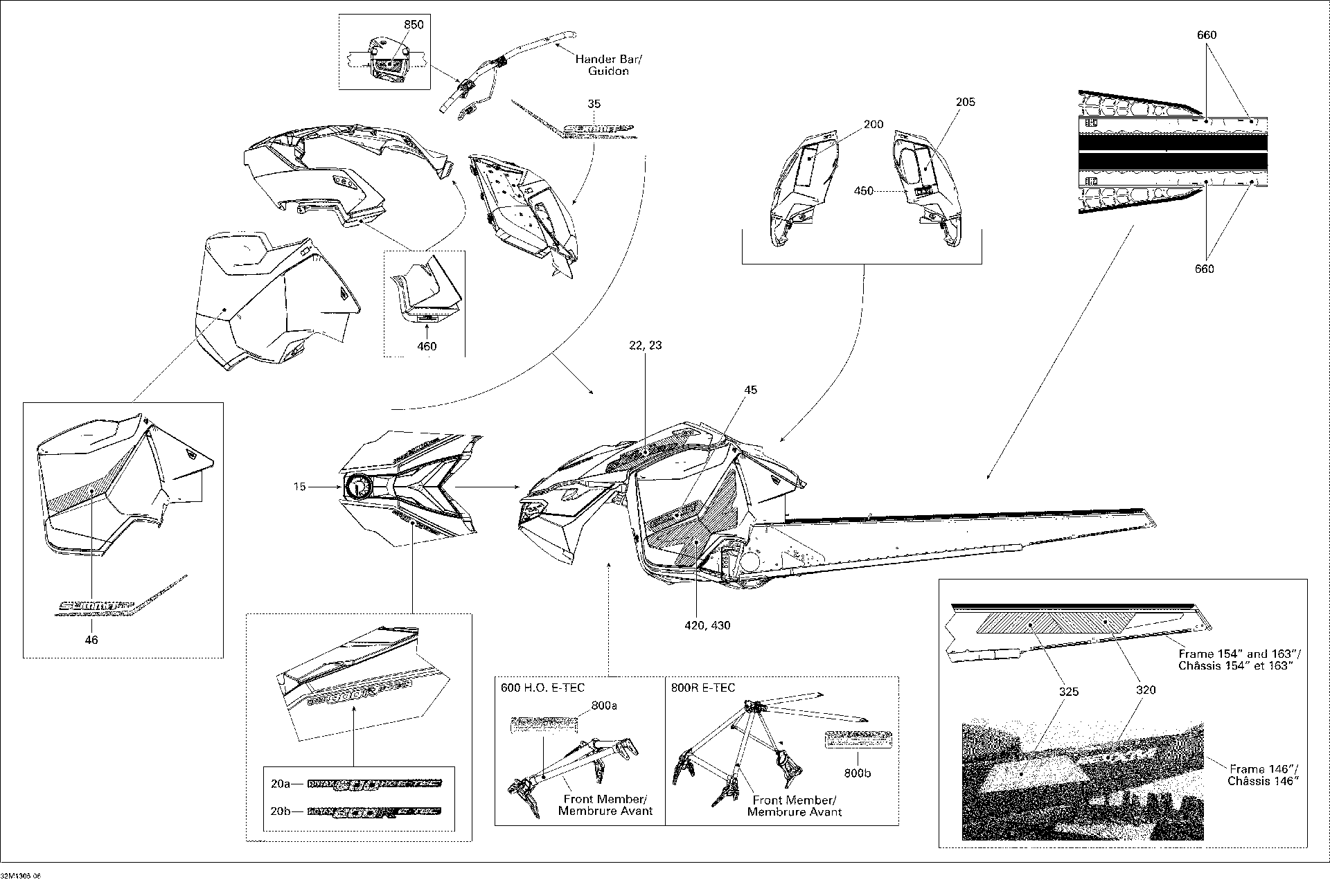 Fits 2013 Ski-Doo SUMMIT X 800RE XM LH Lower Decal X, OEM Part # 516006166 - schematic diagram