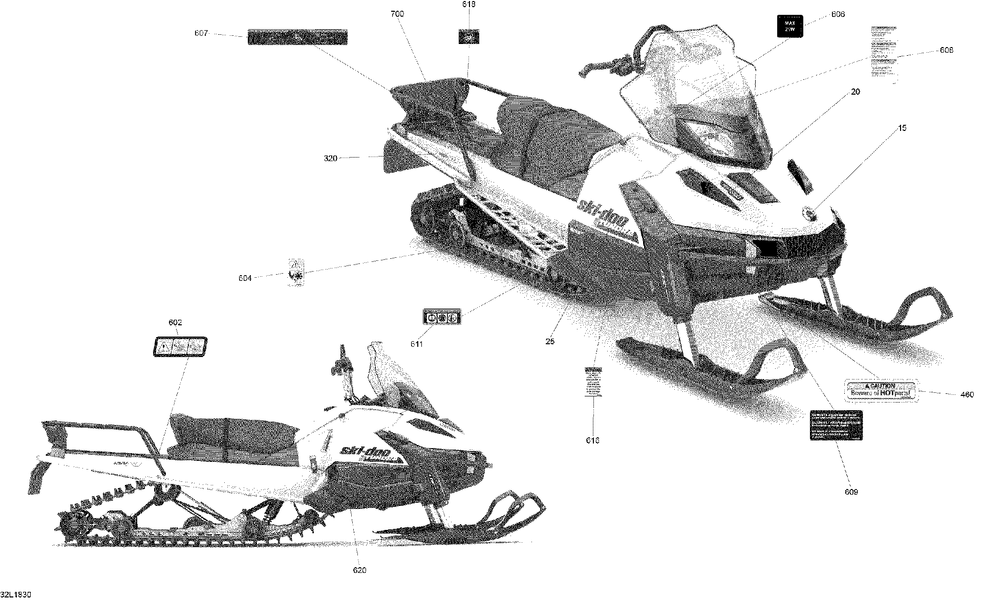 Fits 2014, 2015, 2017, 2018 Ski-Doo 4- TUNDRA WT 550F / TUNDRA - 2-STROKE - WT Europe Decal, Tundra WT Lh/rh, OEM Part # 516006360 - schematic diagram