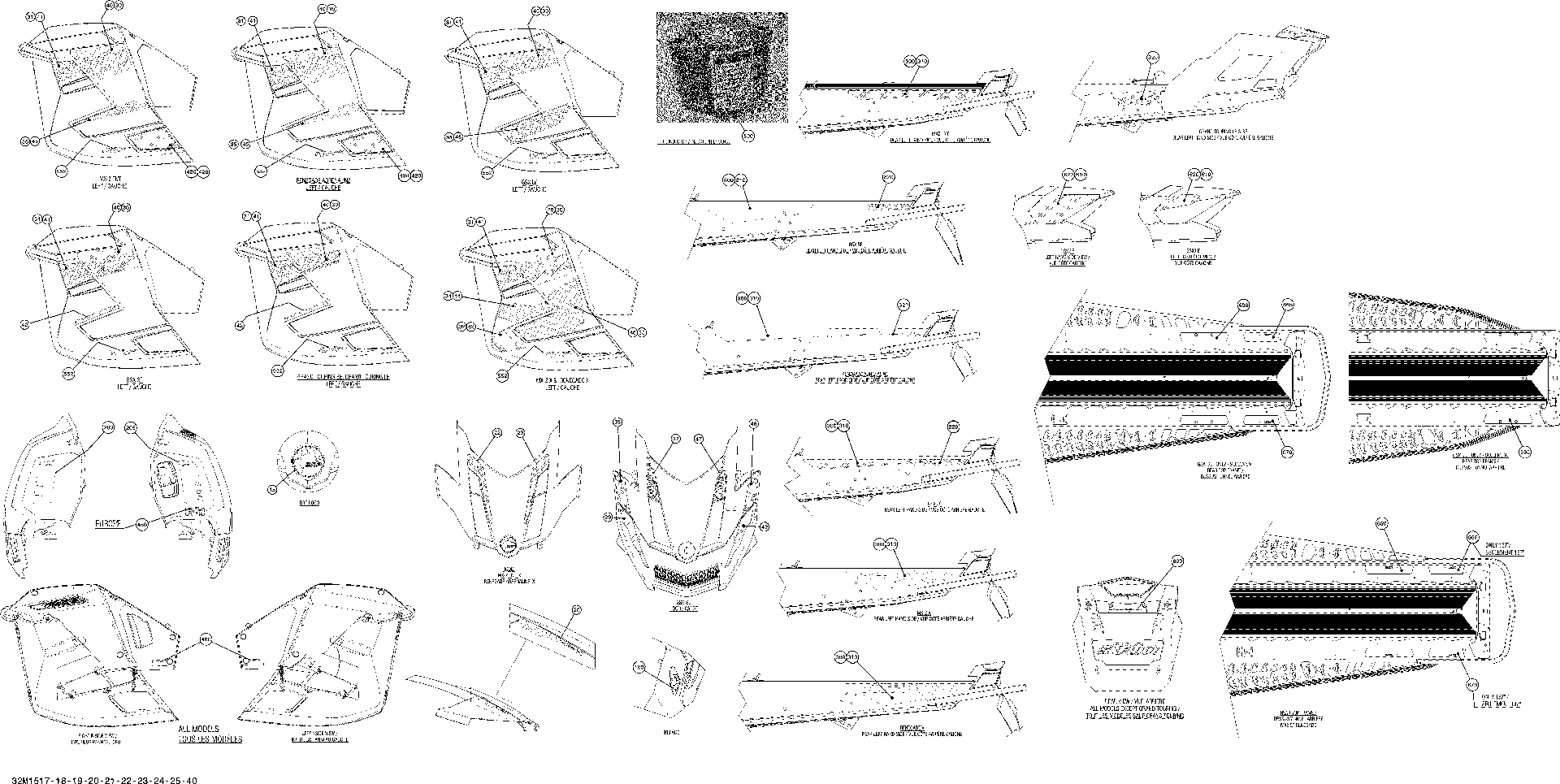 Fits 2015 Ski-Doo MXZ X XR120 / Renegade X XR137 RH Front Upper SIDE Decal, OEM Part # 516006864 - schematic diagram