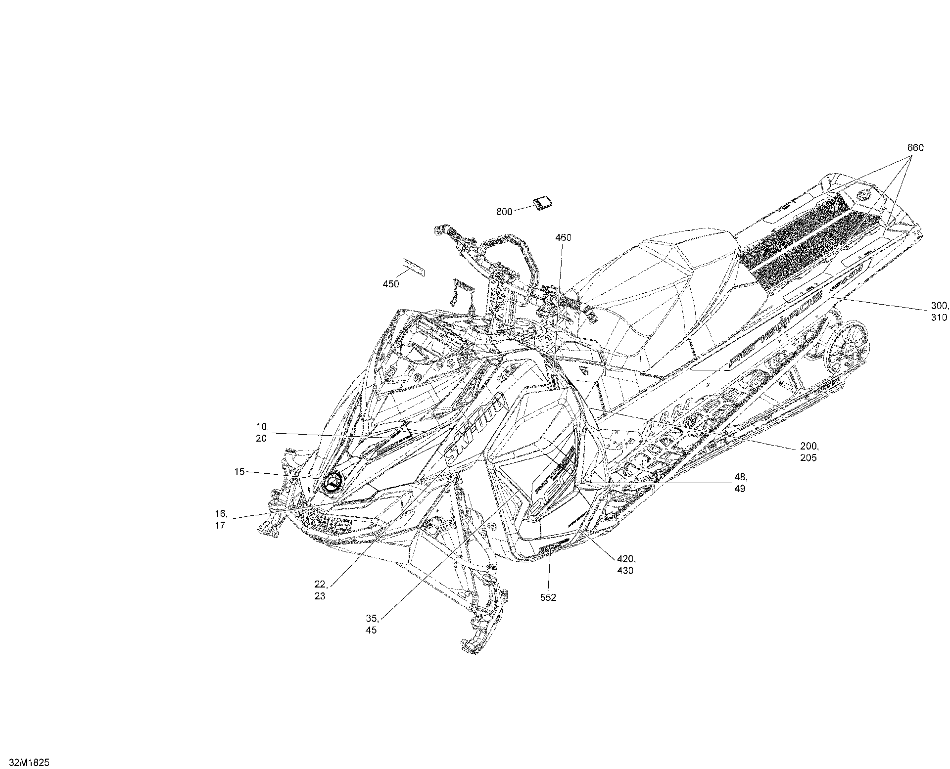 Fits 2017-2018 Ski-Doo 2- RENEGADE 600HO E-TEC / RENEGADE - 2-STROKE - 600HO E-TEC SIDE Decal LH, OEM Part # 516007998 - schematic diagram