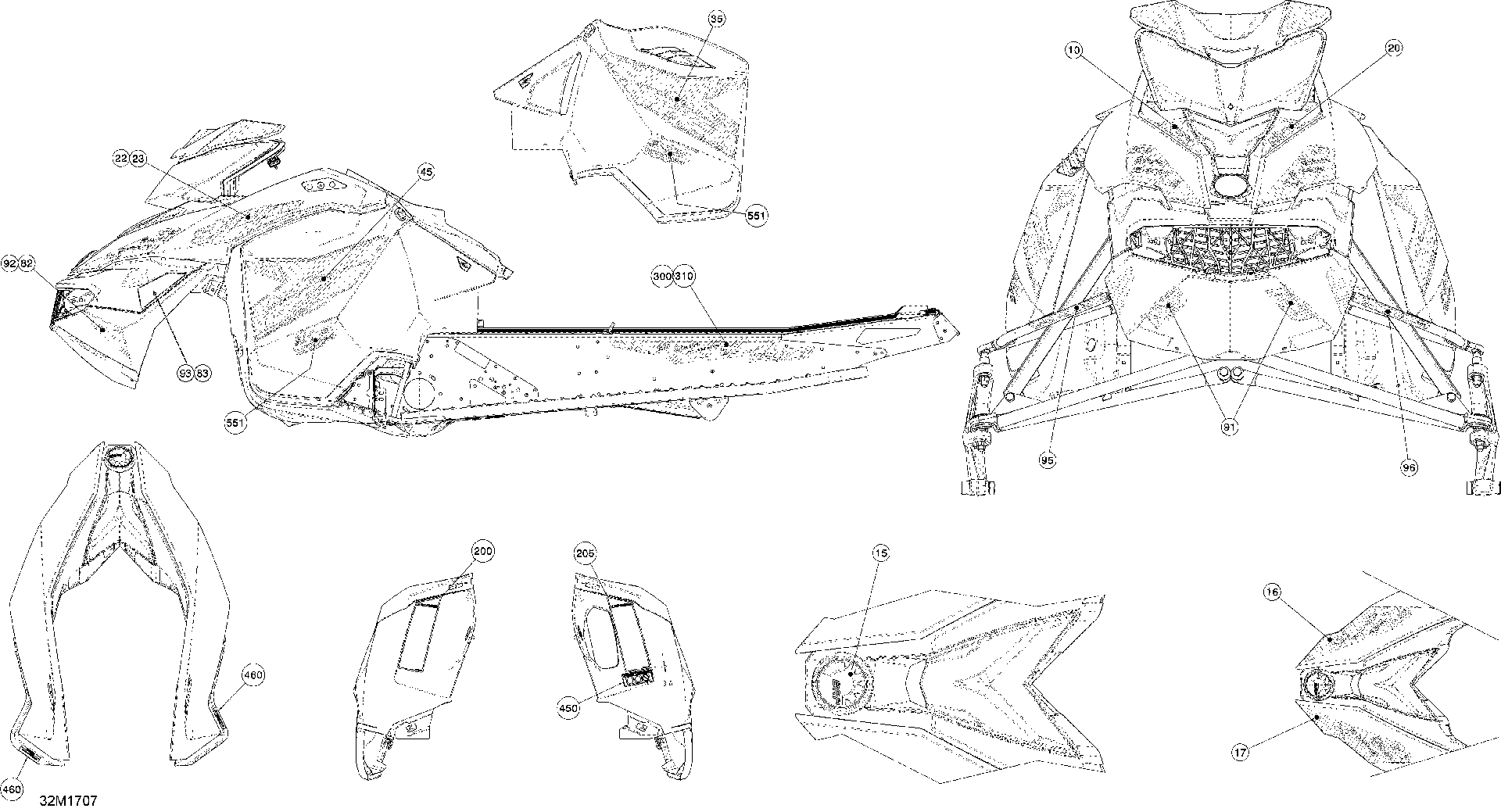Fits 2017 Ski-Doo MXZ 600 RS HOOD Decal, OEM Part # 516008202 - schematic diagram
