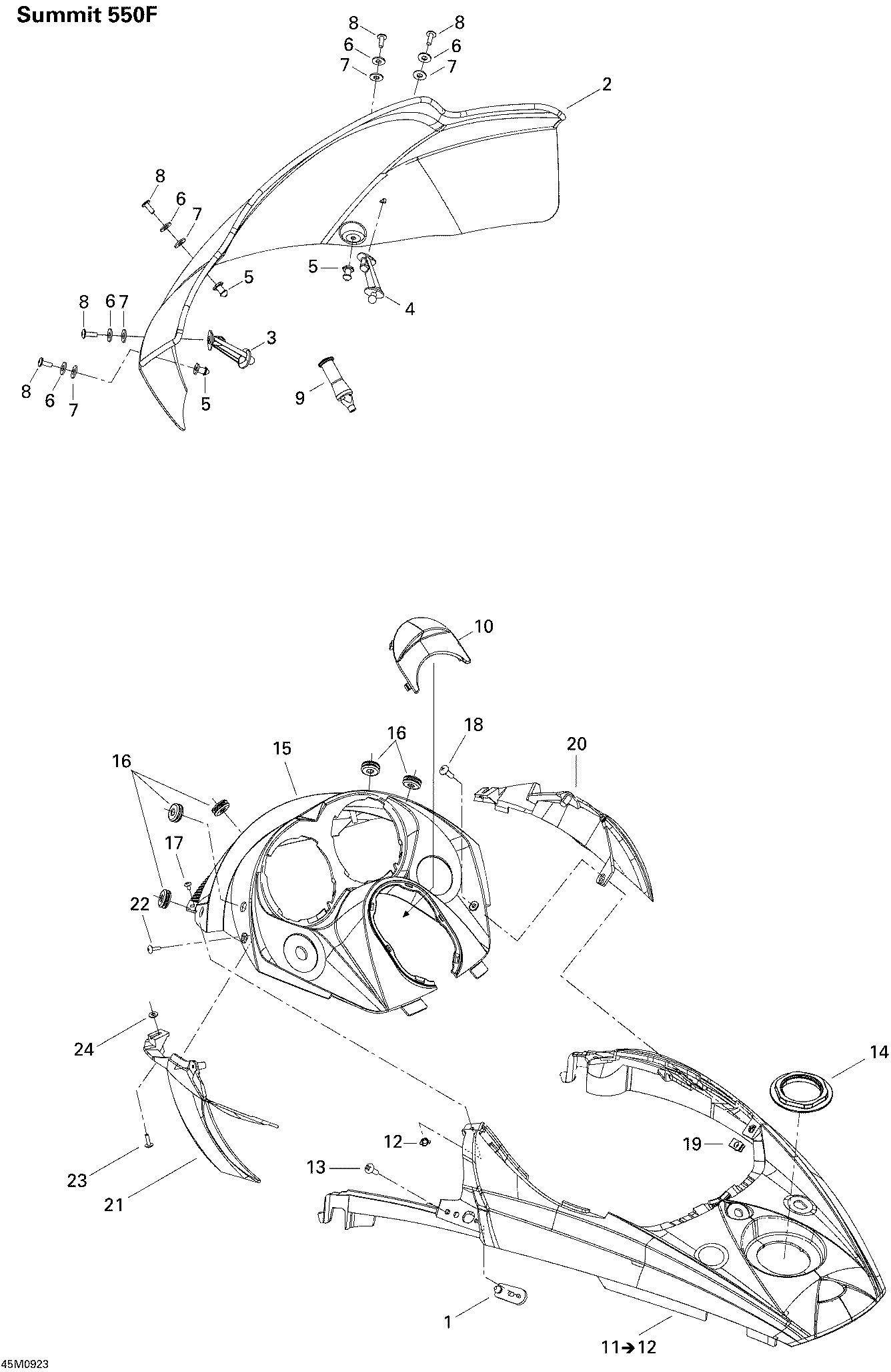 Fits 2008-2009 Ski-Doo Summit Fan / Summit 550F AIR Deflector LH, OEM Part # 517302547 - schematic diagram