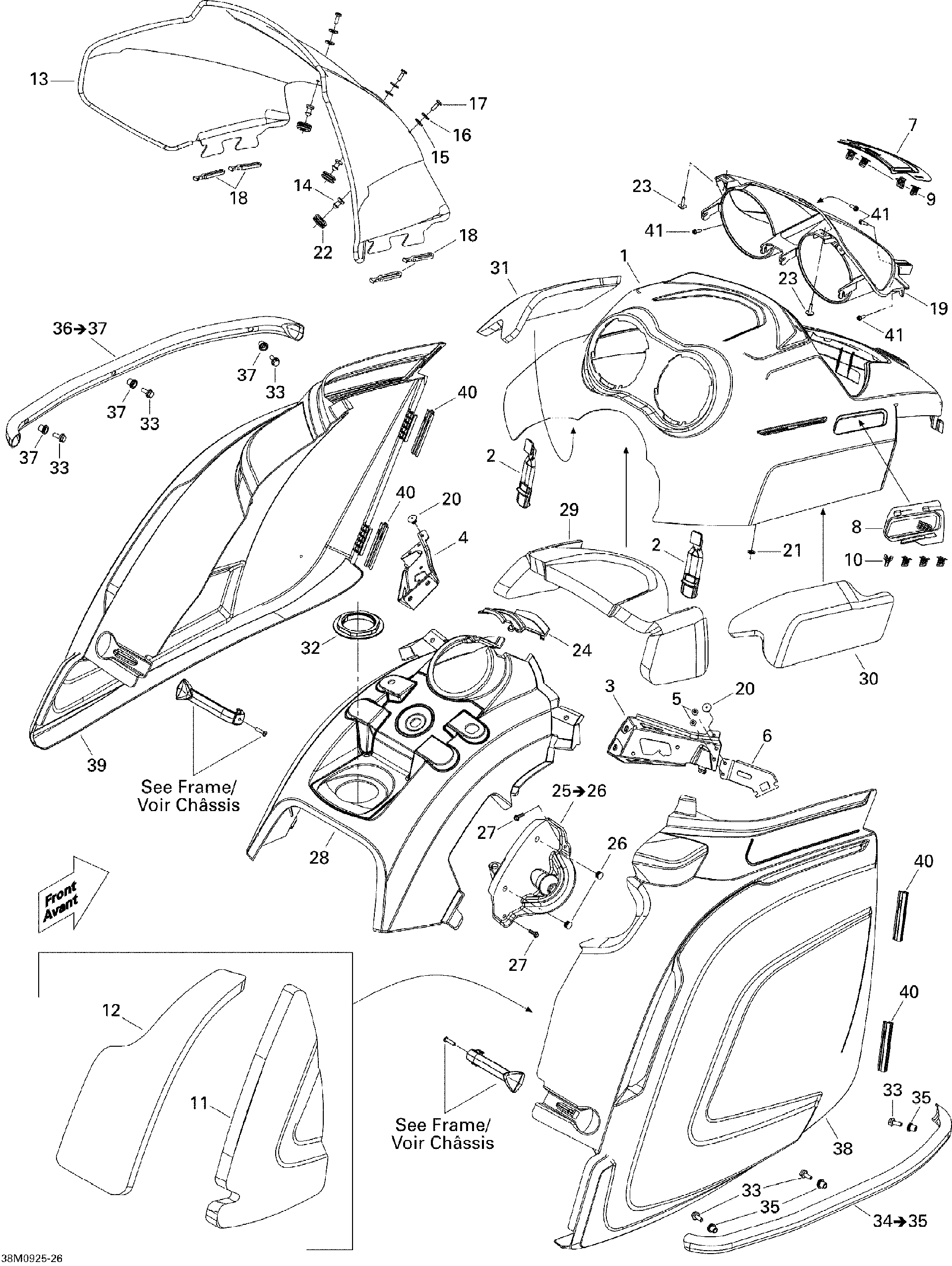 Fits 2008-2009 Ski-Doo Freestyle Back Country / Legend Touring RH Panel FOAM REAR, OEM Part # 517303457 - schematic diagram