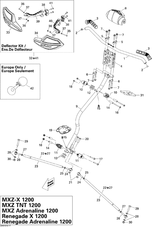 Fits 2009-2010 Ski-Doo MX Z Adrenaline 1200 / MX Z TNT 1200 LH Deflector, OEM Part # 517303624 - schematic diagram