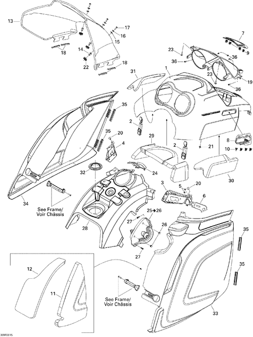 Fits 2008 Ski-Doo Freestyle Back Country 550F HOOD, OEM Part # 517303649 - schematic diagram