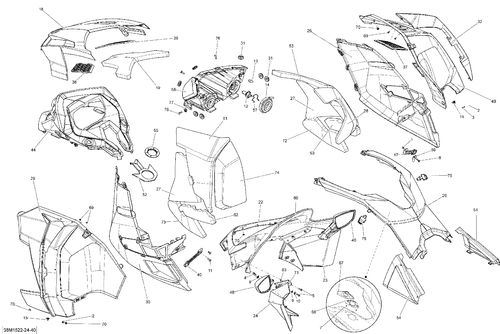 Fits 2009-2015 Ski-Doo Grand Touring LE 600HOETEC XR137 LH Console AIR Deflector, OEM Part # 517303746 - schematic diagram