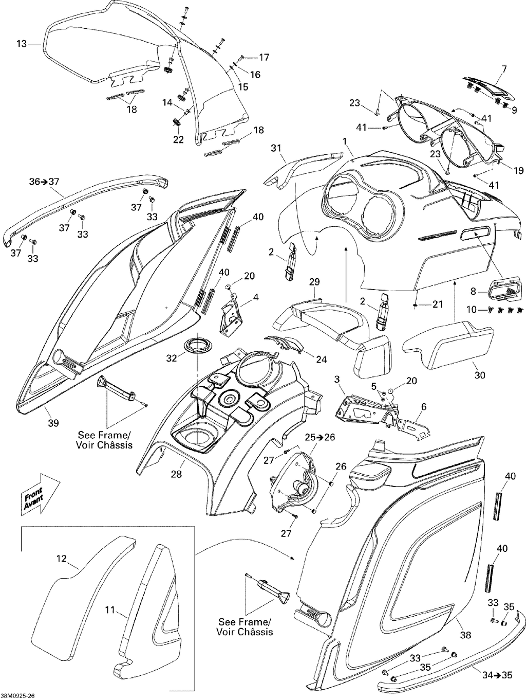 Fits 2008-2009 Ski-Doo Legend Touring / Legend Touring V800 HOOD, OEM Part # 517303844 - schematic diagram