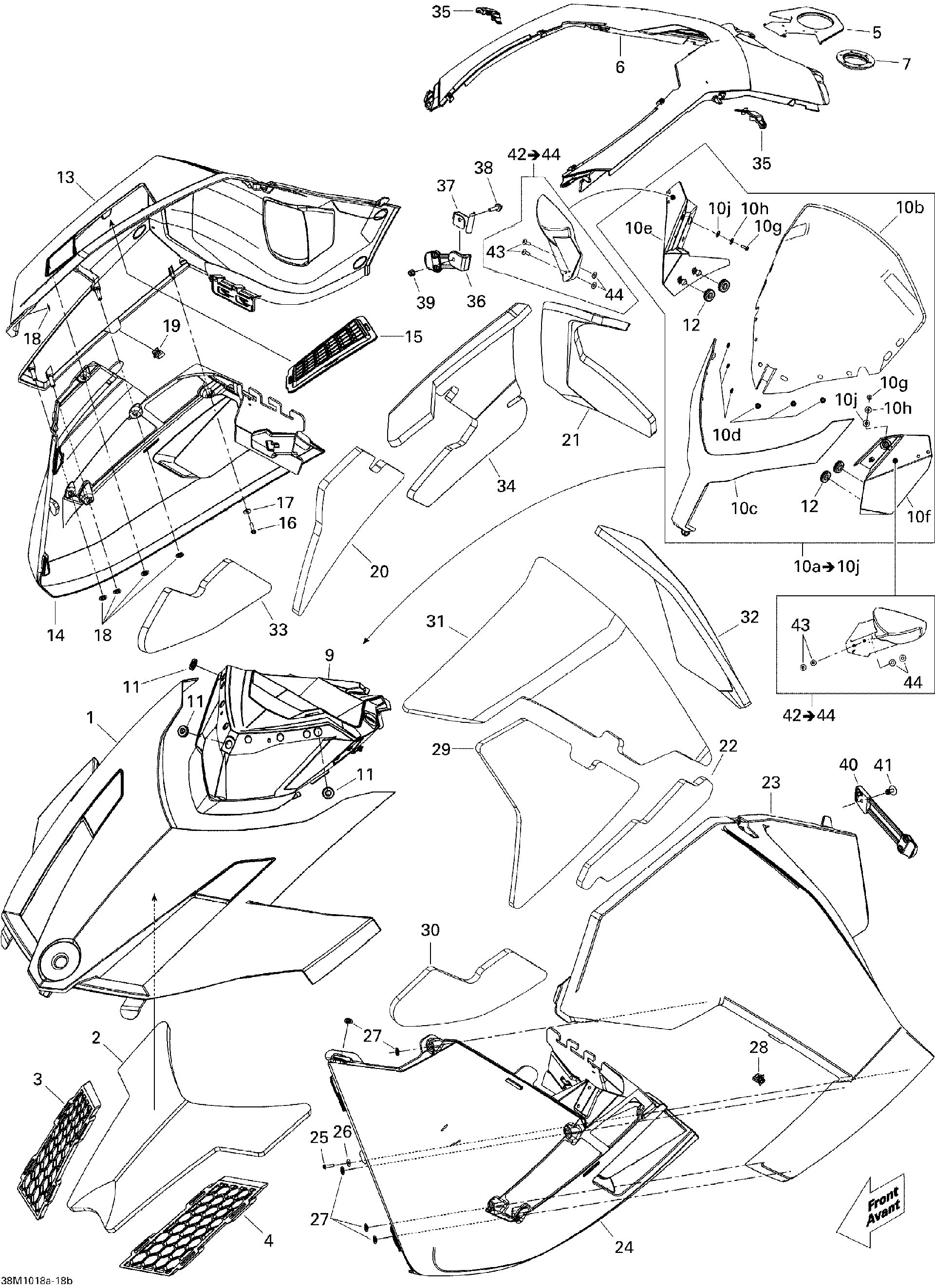 Fits 2009-2010 Ski-Doo GSX SE 1200 / GSX Limited 4-TEC Console, OEM Part # 517304042 - schematic diagram