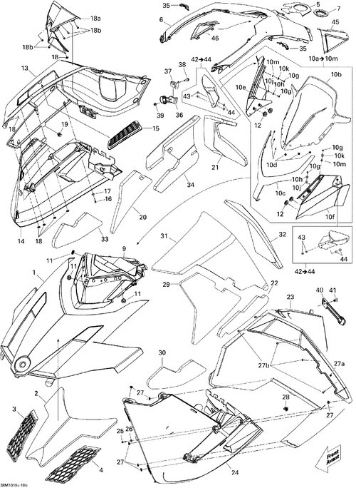 Fits 2009-2010 Ski-Doo Grand-Touring SE 1200 / GTX LE 4-TEC Royal RED LH FUEL TANK MOU, OEM Part # 517304083 - schematic diagram