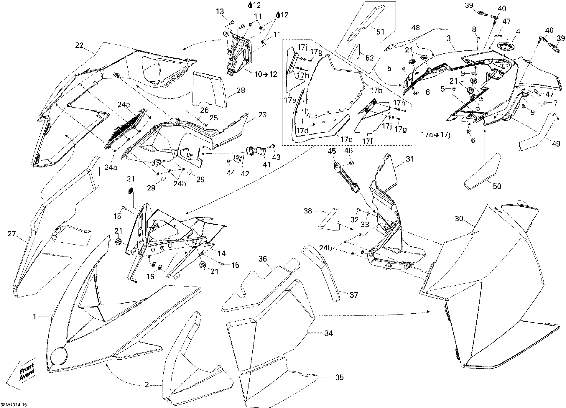 Fits 2010 Ski-Doo Summit Everest 800R PTEK / Summit Sport 600 TRUE BLUE Console, OEM Part # 517304406 - schematic diagram
