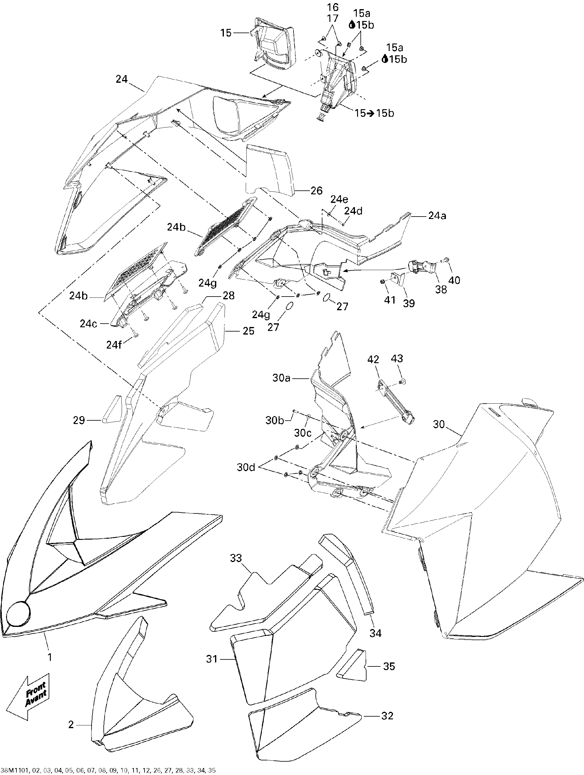 Fits 2010-2011 Ski-Doo Renegade BackCountry / Renegade X 600HO ETEC RH Moulding Panel Viper RE, OEM Part # 517304420 - schematic diagram