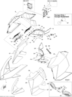 Schematic diagram for Fits 2010-2012 Ski-Doo MXZ Sport 550F XP-FAN / MXZ Sport 600ACE LFF RH Moulding Panel, OEM Part # 517304424