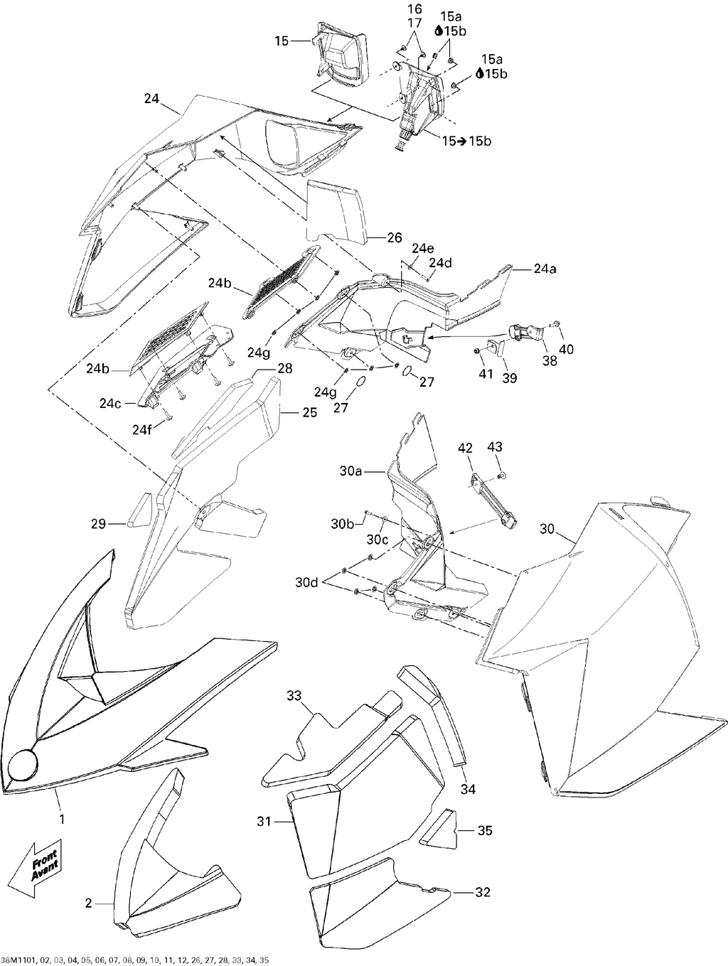 Schematic diagram for Fits 2010-2011 Ski-Doo Renegade BackCountry, BackCountry X 600HO ETEC / Renegade BackCountry, BackCountry X 800R ETEC LH Moulding Panel, Viper Red, OEM Part # 517304427