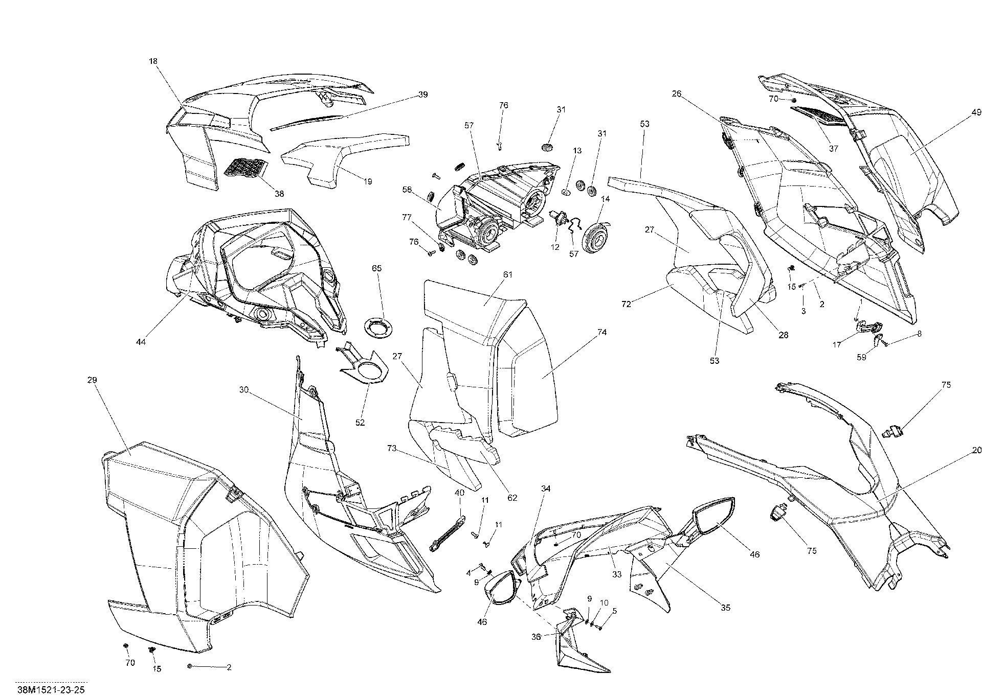 Fits 2011, 2012, 2014, 2015 Ski-Doo GSX LE XR137 / GSX SE XR137 Roadster RED Console, OEM Part # 517304593 - schematic diagram