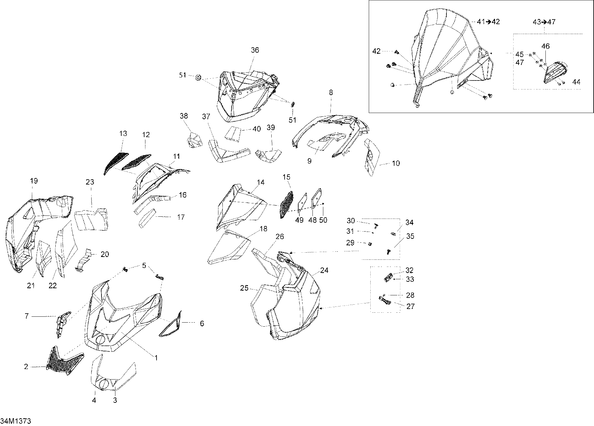 Fits 2011-2013 Ski-Doo EXPEDITION SE 12004TEC / Expedition SE 600HOETEC XU Panel, BODY UP L B-283, OEM Part # 517304835 - schematic diagram