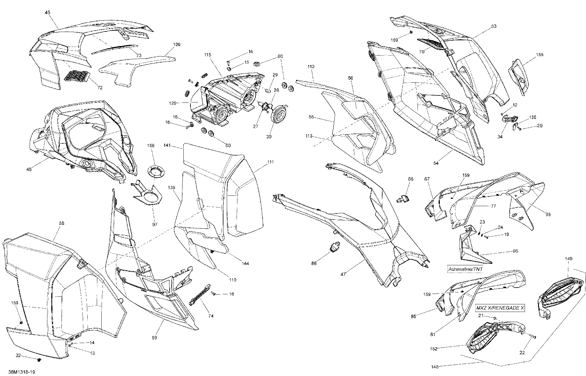 Fits 2012-2013 Ski-Doo MXZ X & TNT XR / RENEGADE X & ADRENALINE XR Indicator Support, OEM Part # 517304915 - schematic diagram