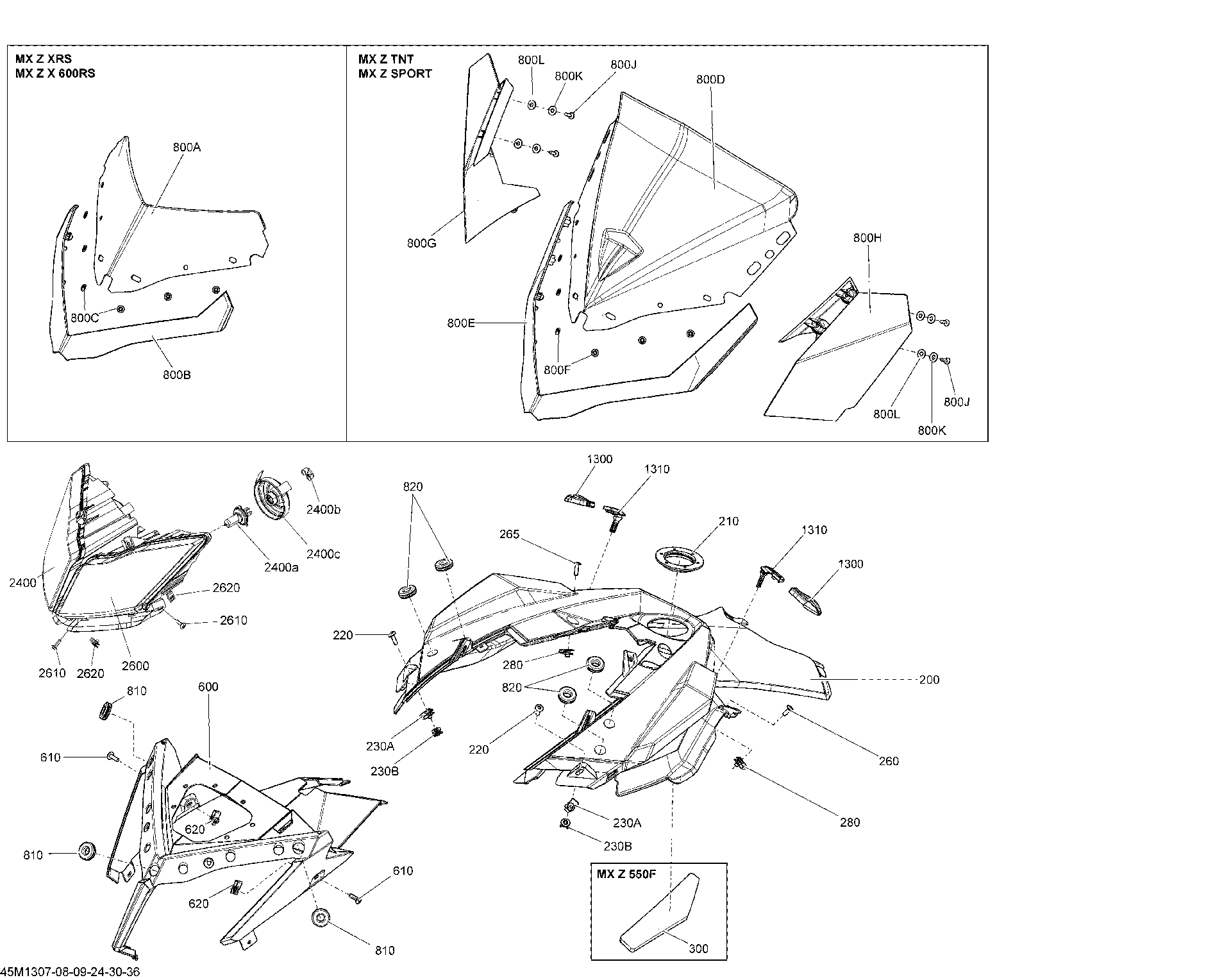 Fits 2012-2013 Ski-Doo MXZ X 600RS XP / MX Z X 600RS Gauge Support, OEM Part # 517304940 - schematic diagram