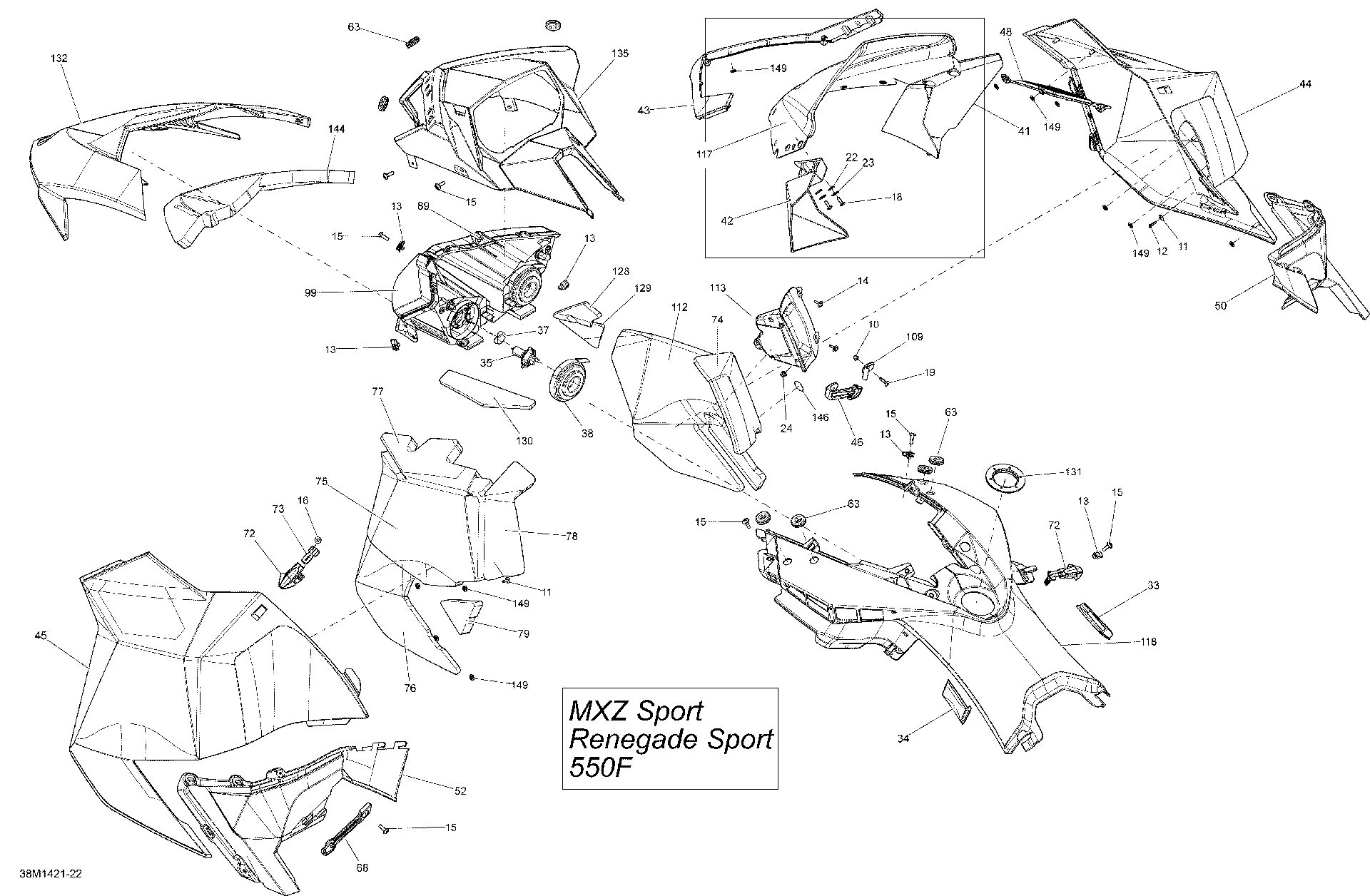 Schematic diagram for Fits 2012-2014 Ski-Doo MXZ SPORT 550F XP / RENEGADE SPORT 550F XP Console B-160, OEM Part # 517304954