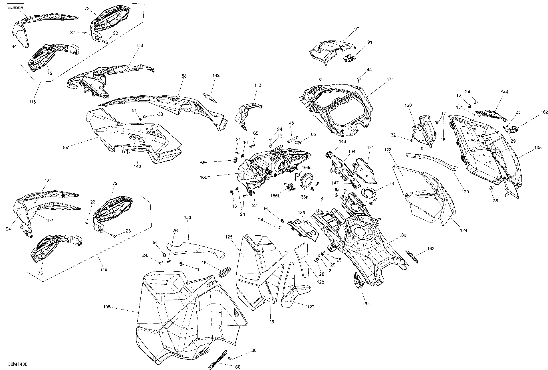 Fits 2012-2014 Ski-Doo MXZ X 600RS XS RS / MXZ X-RS 600HOE XS RS Rh.deflector, OEM Part # 517305042 - schematic diagram