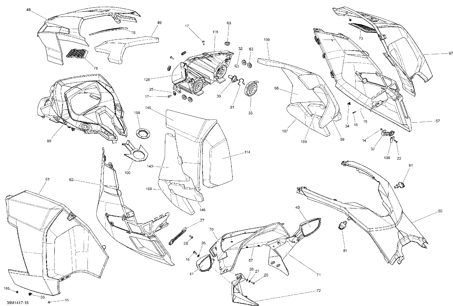 Fits 2013-2014 Ski-Doo GSX LE 12004TEC XR / GSX SE 12004TEC XR Magnesium Console ASM, OEM Part # 517305163 - schematic diagram