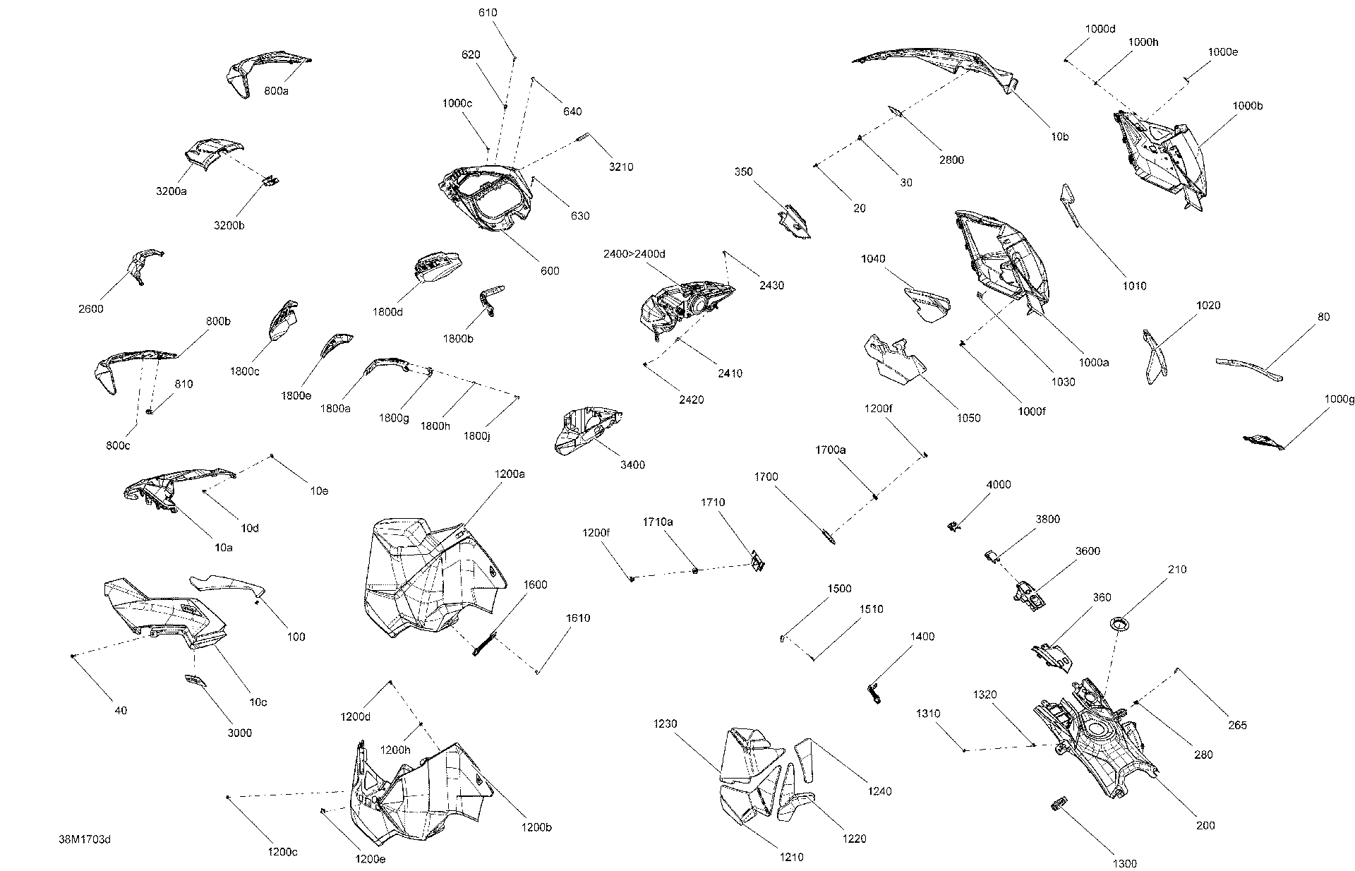 Fits 2014, 2017 Ski-Doo MXZ - 2-STROKE - 800R E-TEC Windshield Support, OEM Part # 517305403 - schematic diagram
