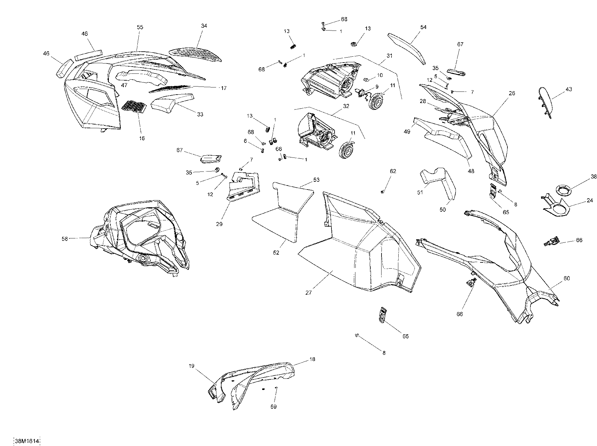 Fits 2015-2016 Ski-Doo TUNDRA - Xtreme / Tundra Xtreme 600HOETEC XU-154 Panel BODY LH B-370, OEM Part # 517305712 - schematic diagram