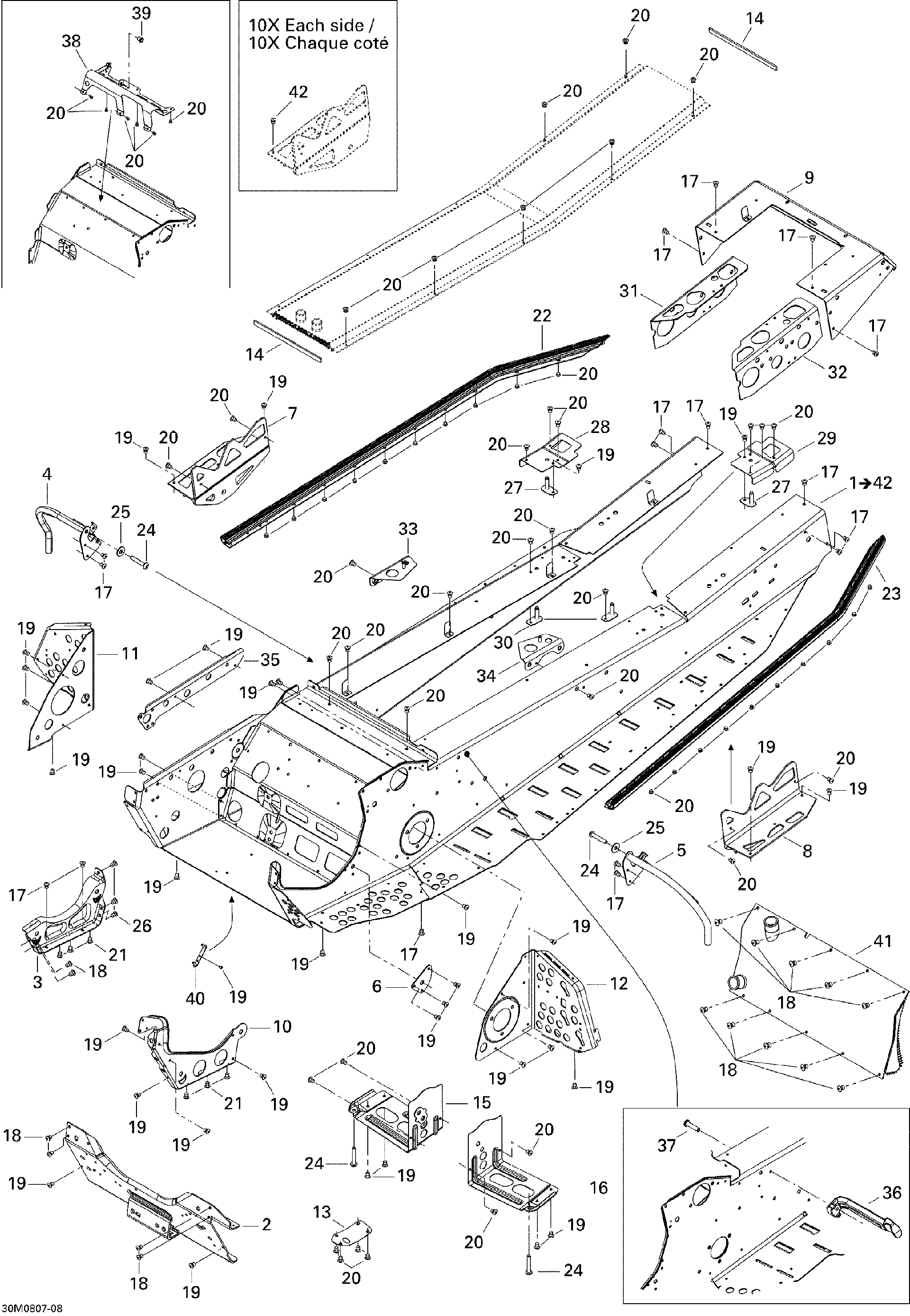 Fits 2008 Ski-Doo GTX LTD 600 HO SDI / GTX SPORT 500SS Trunk Bracket Black, OEM Part # 518323896 - schematic diagram