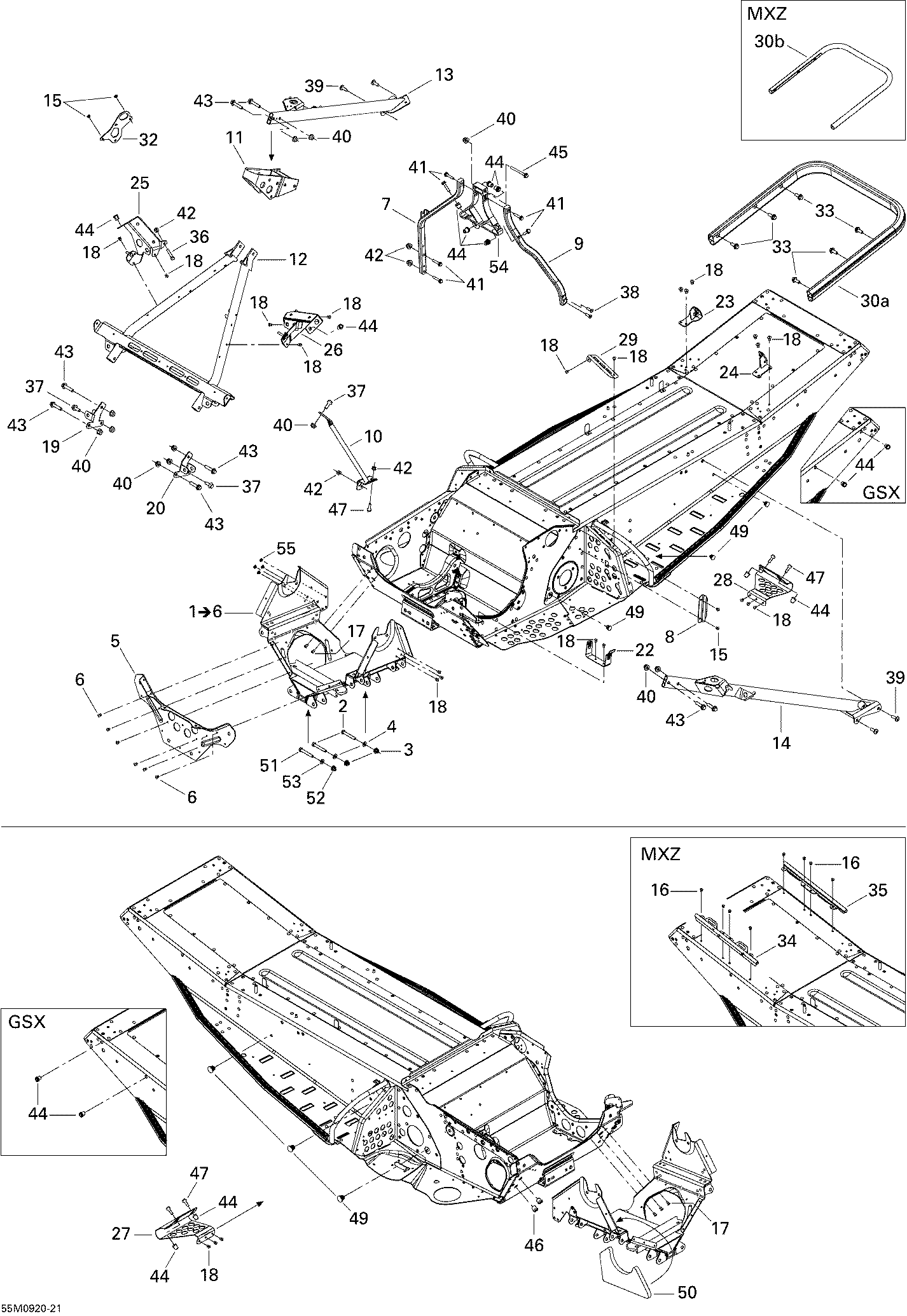 Fits 2008-2009 Ski-Doo GSX Fan / GTX Fan TOE HOLD LH, OEM Part # 518324392 - schematic diagram