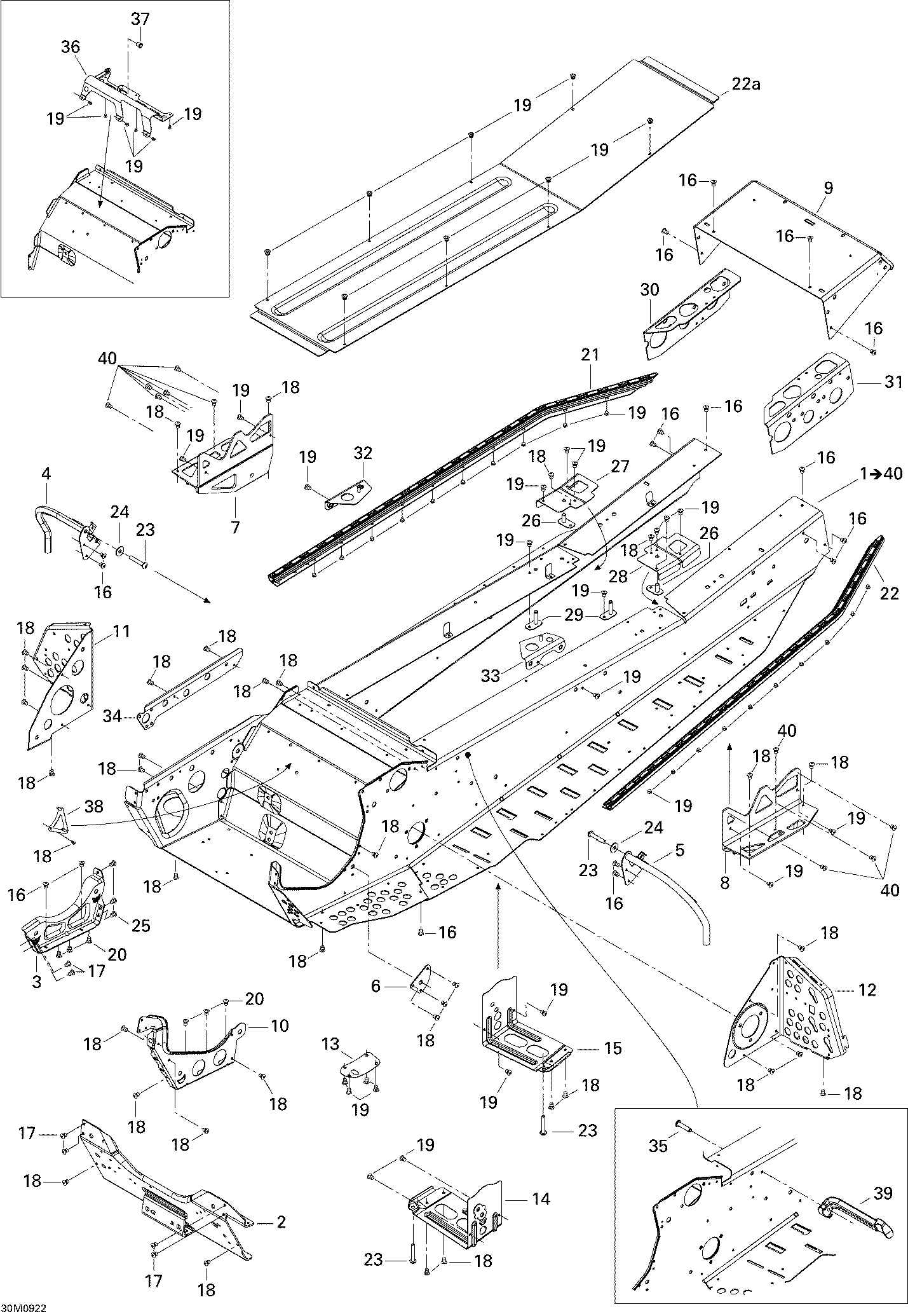 Fits 2008-2009 Ski-Doo GTX Fan / Legend Touring RH Roller, OEM Part # 518324957 - schematic diagram