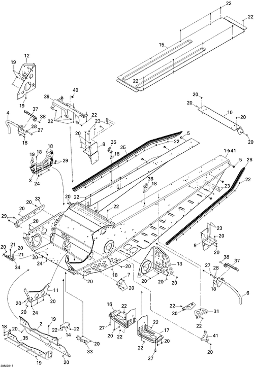 Fits 2008 Ski-Doo Freestyle PARK 550F / Freestyle SESSION 300F LH Footrest Reinforcement, OEM Part # 518325335 - schematic diagram