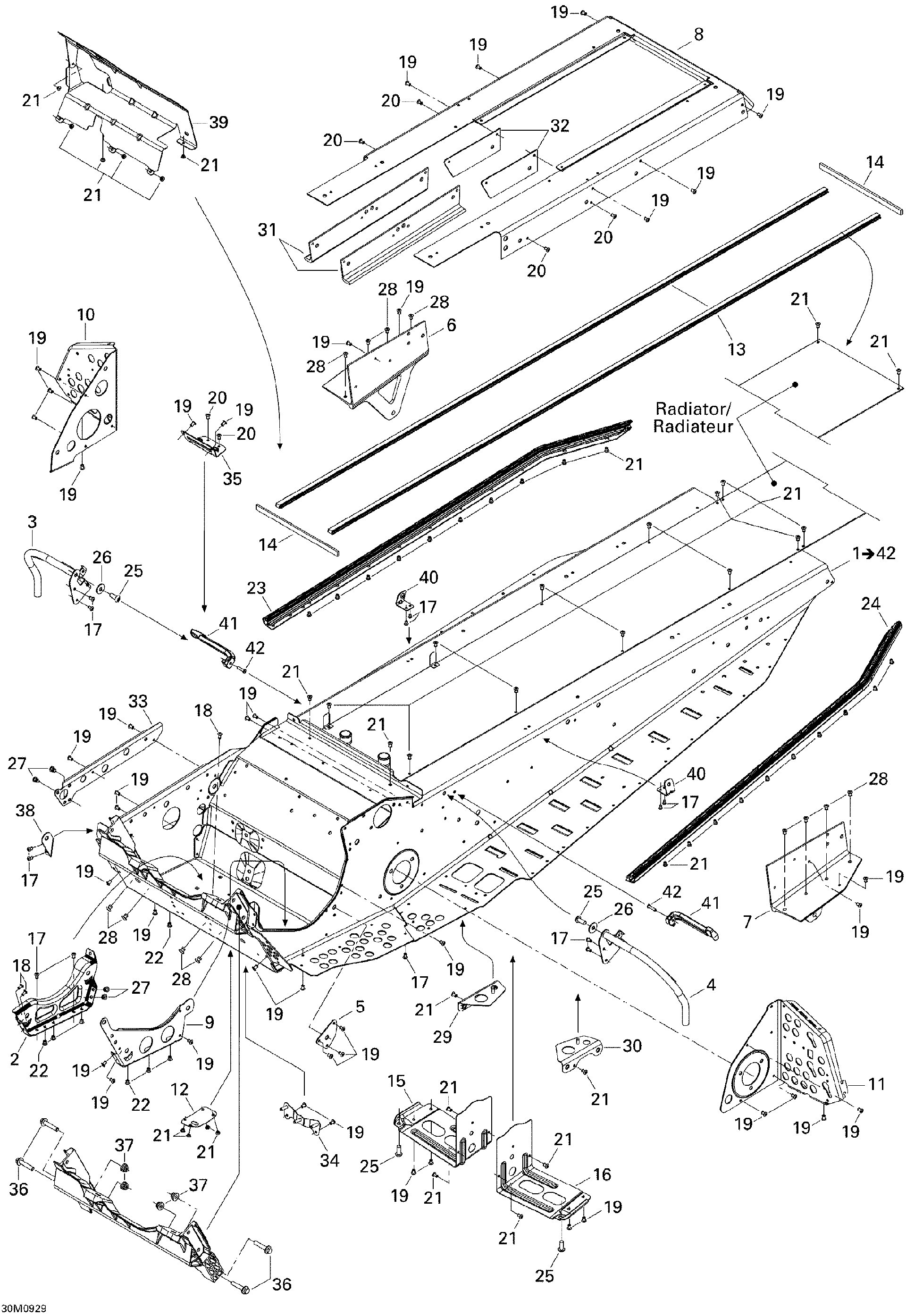 Fits 2009 Ski-Doo Skandic Tundra LT V800 4-TEC Radiator Protector, OEM Part # 518325532 - schematic diagram