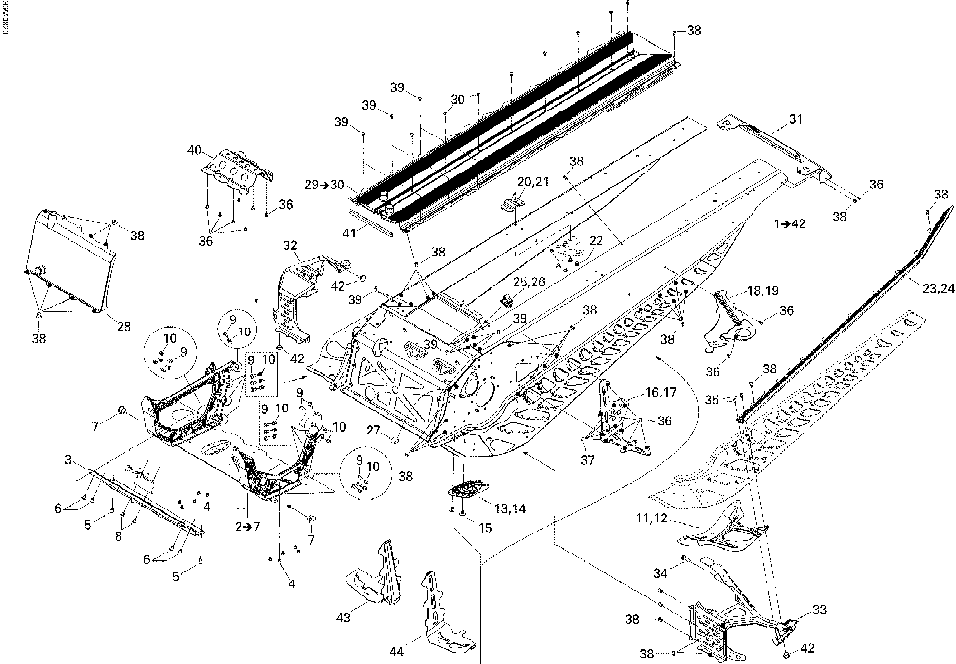 Fits 2008 Ski-Doo MX Z 600RS Roller RH, OEM Part # 518325830 - schematic diagram