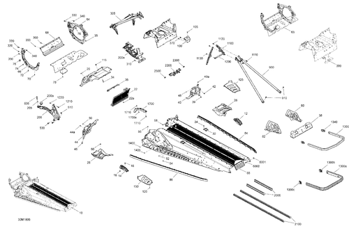 Fits 2009-2018 Ski-Doo 3- GRAND TOURING 900 ACE / 4- GRAND TOURING 4-TEC REAR Bumper, OEM Part # 518325850 - schematic diagram