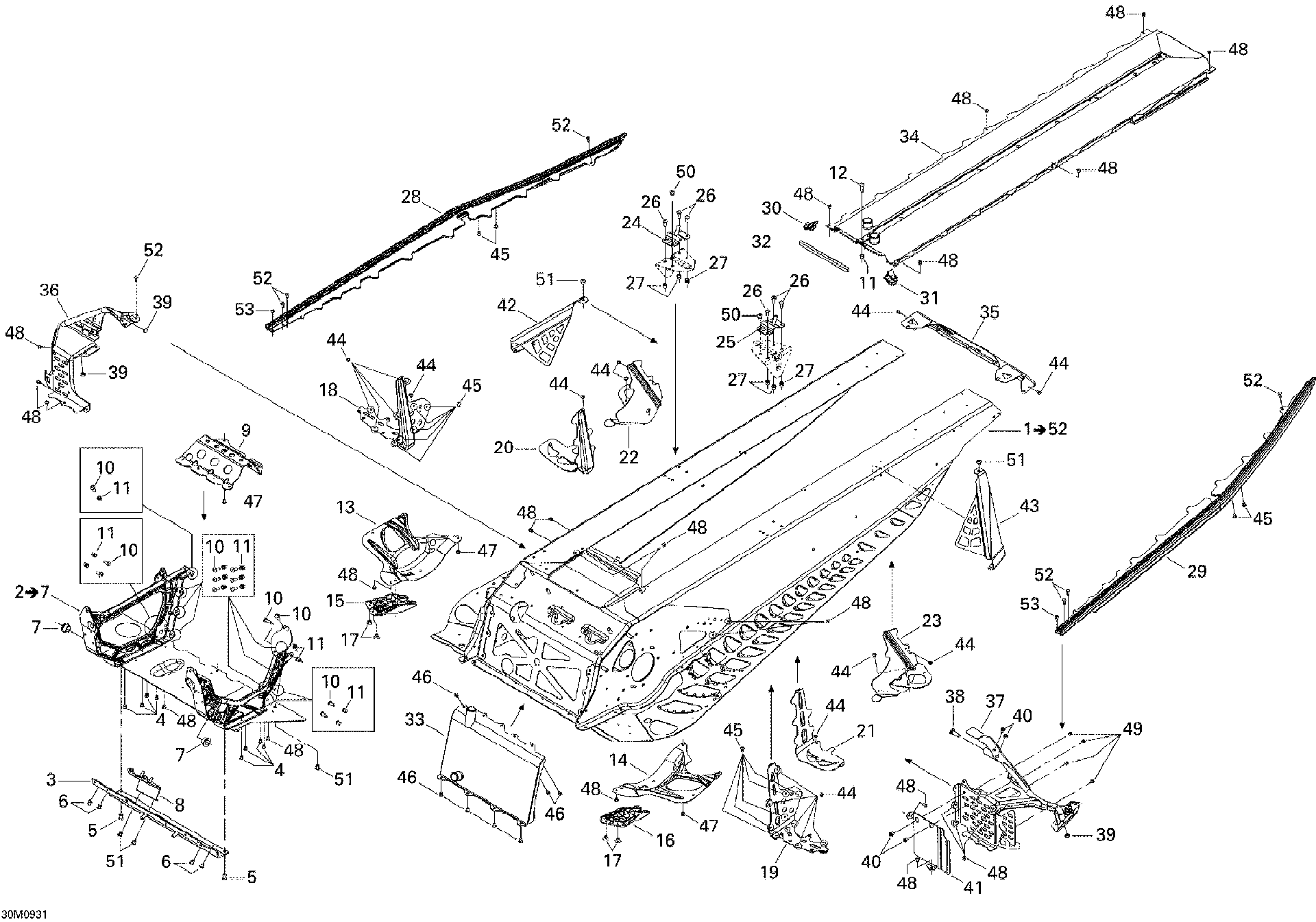 Fits 2009 Ski-Doo MX Z X 600RS Stiffener RH, OEM Part # 518326168 - schematic diagram