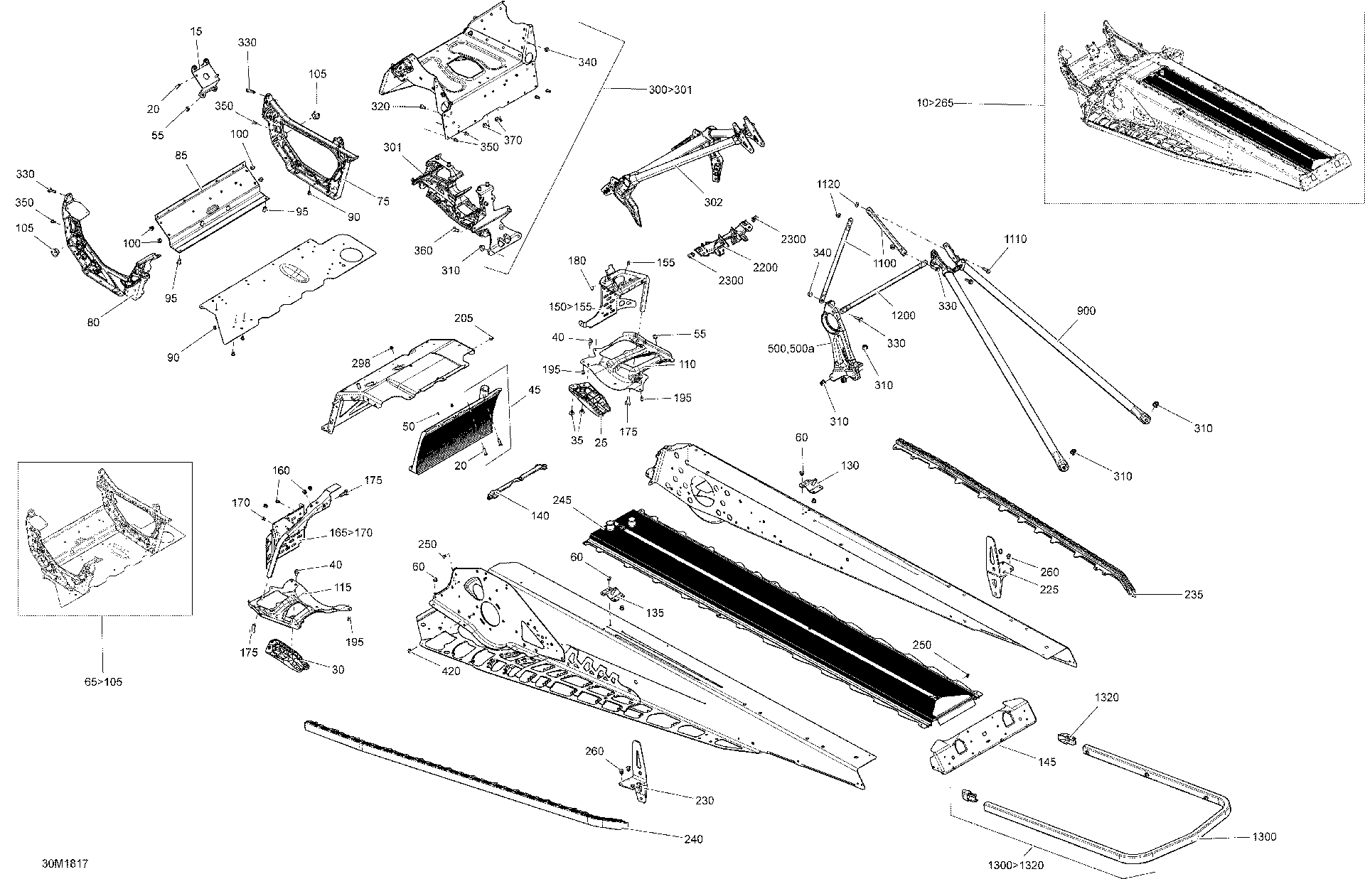Fits 2013-2018 Ski-Doo 2- SUMMIT 600HO E-TEC / FREERIDE REAR Bumper, 146, Black, OEM Part # 518327664 - schematic diagram