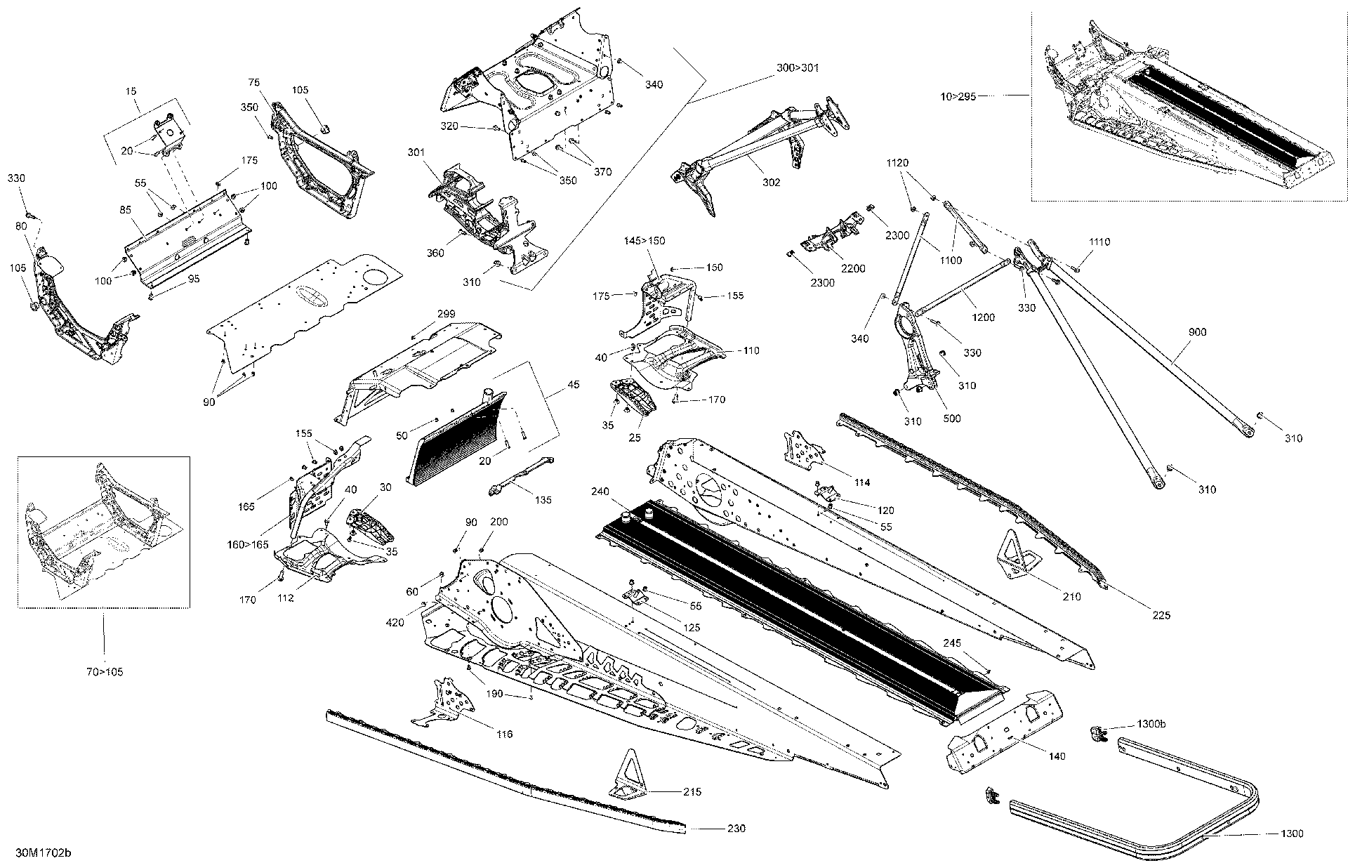 Fits 2014-2017 Ski-Doo FREERIDE / Freeride 800RETEC XM-RS REAR Bumper, Black, OEM Part # 518327803 - schematic diagram