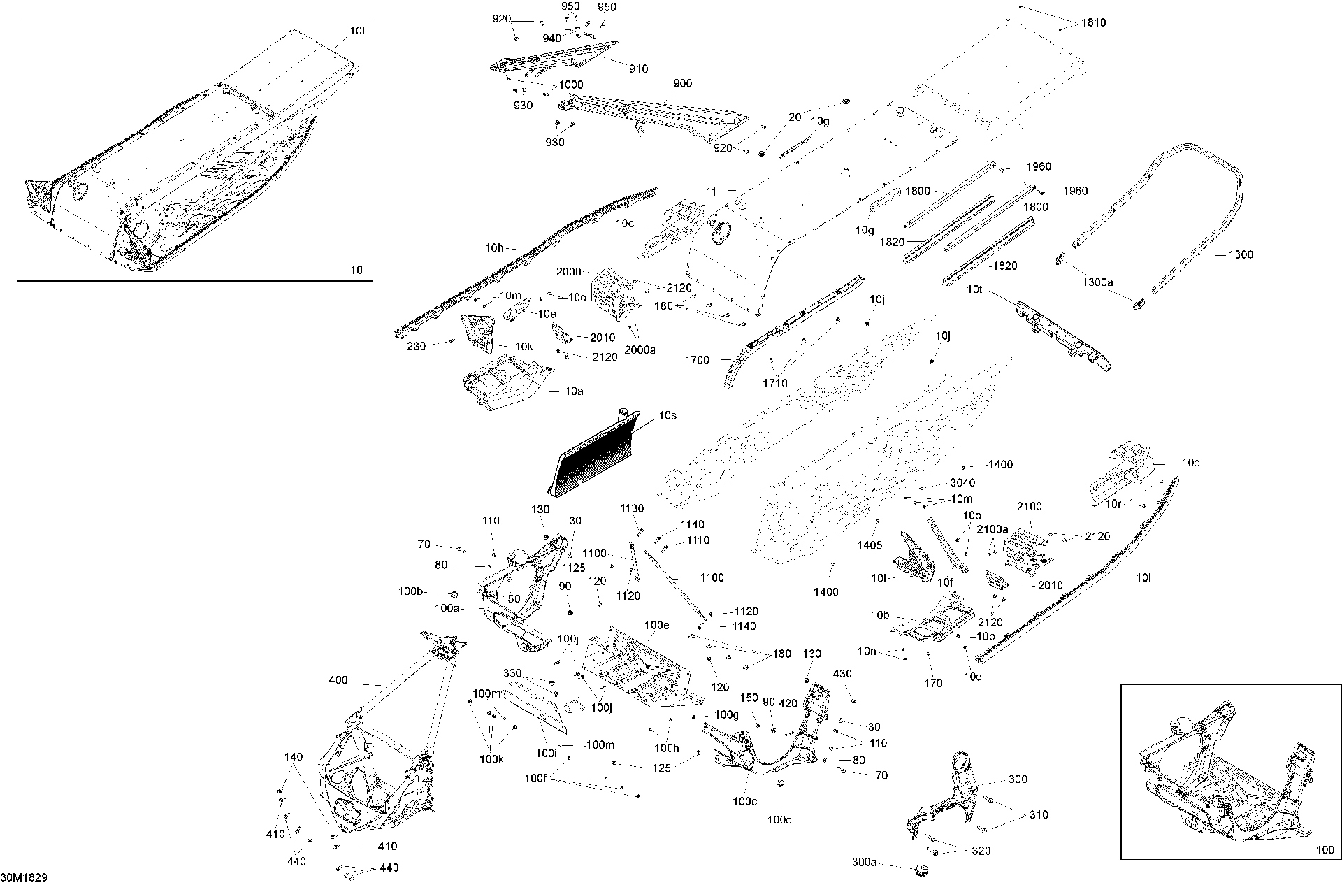 Fits 2017-2018 Ski-Doo 1- MXZ 600RS - Racing / 4- MXZ 850 E-TEC Footrest Reinforcement, OEM Part # 518328456 - schematic diagram