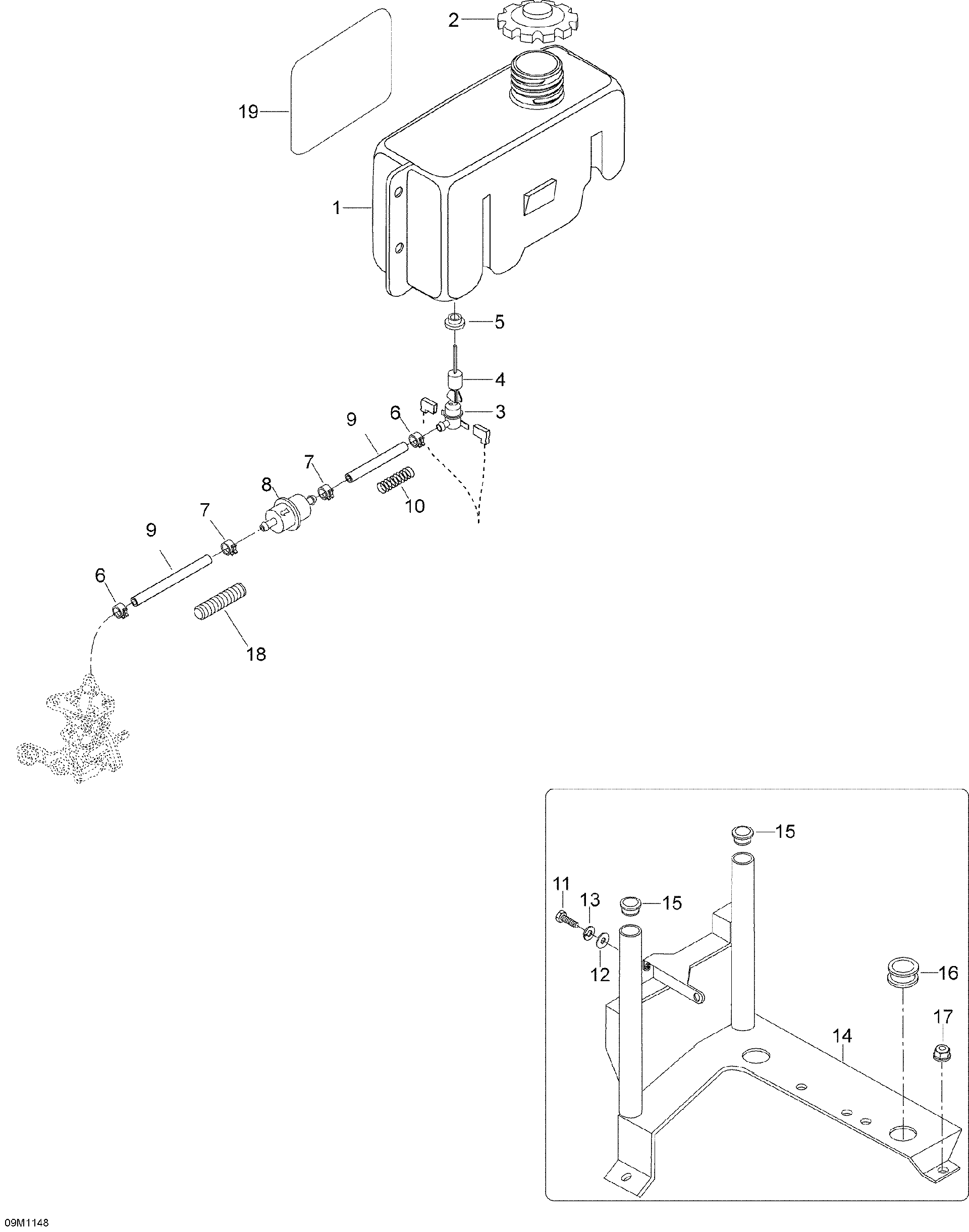 Fits 2008-2011 Ski-Doo Skandic WT 550F YetiII / Skandic SUV 550F Spring, OEM Part # 519000065 - schematic diagram