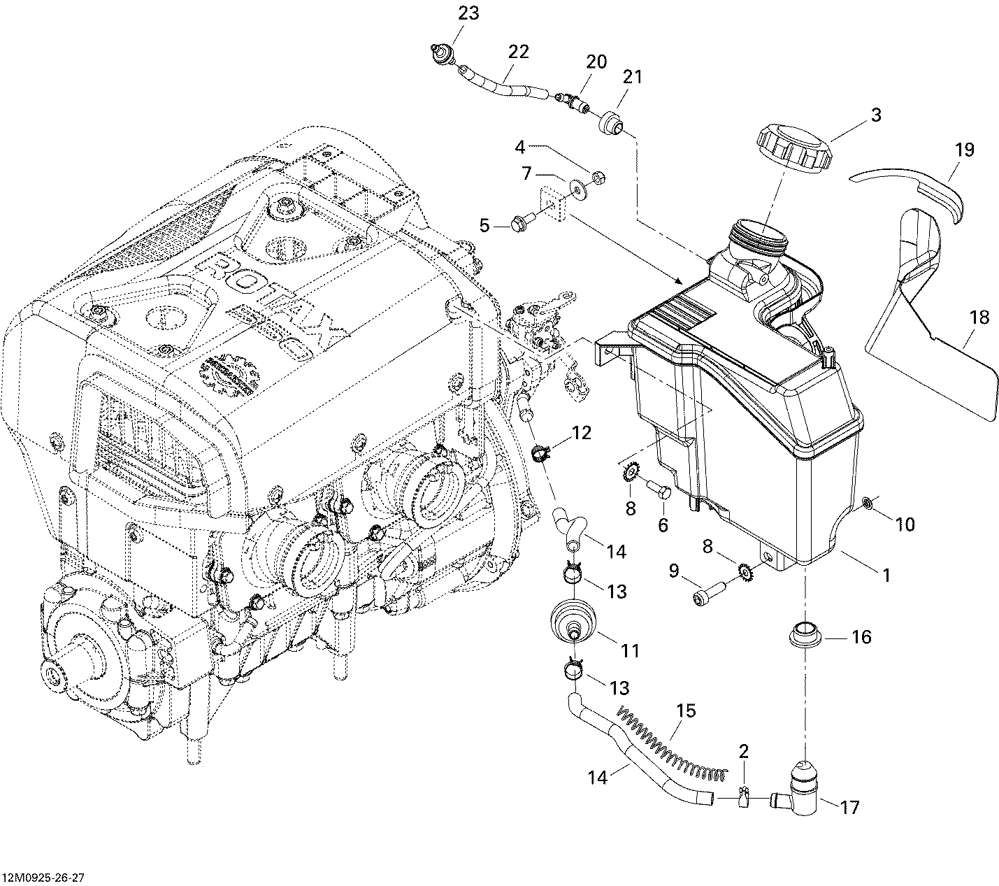 Fits 2008-2009 Ski-Doo Freestyle Back Country / GSX Fan Spring, OEM Part # 519000125 - schematic diagram