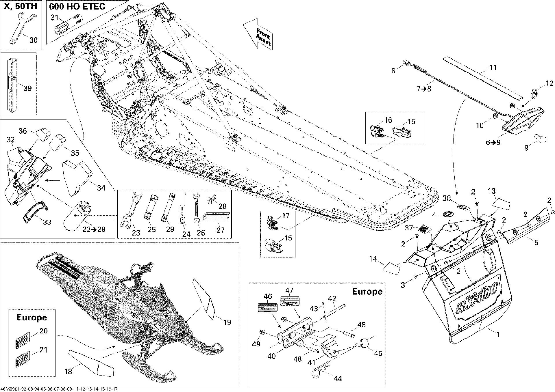 Fits 2009 Ski-Doo GSX Limited 4-TEC / GSX Limited 600 H.O. E-TEC Socket 16MM, OEM Part # 520000713 - schematic diagram