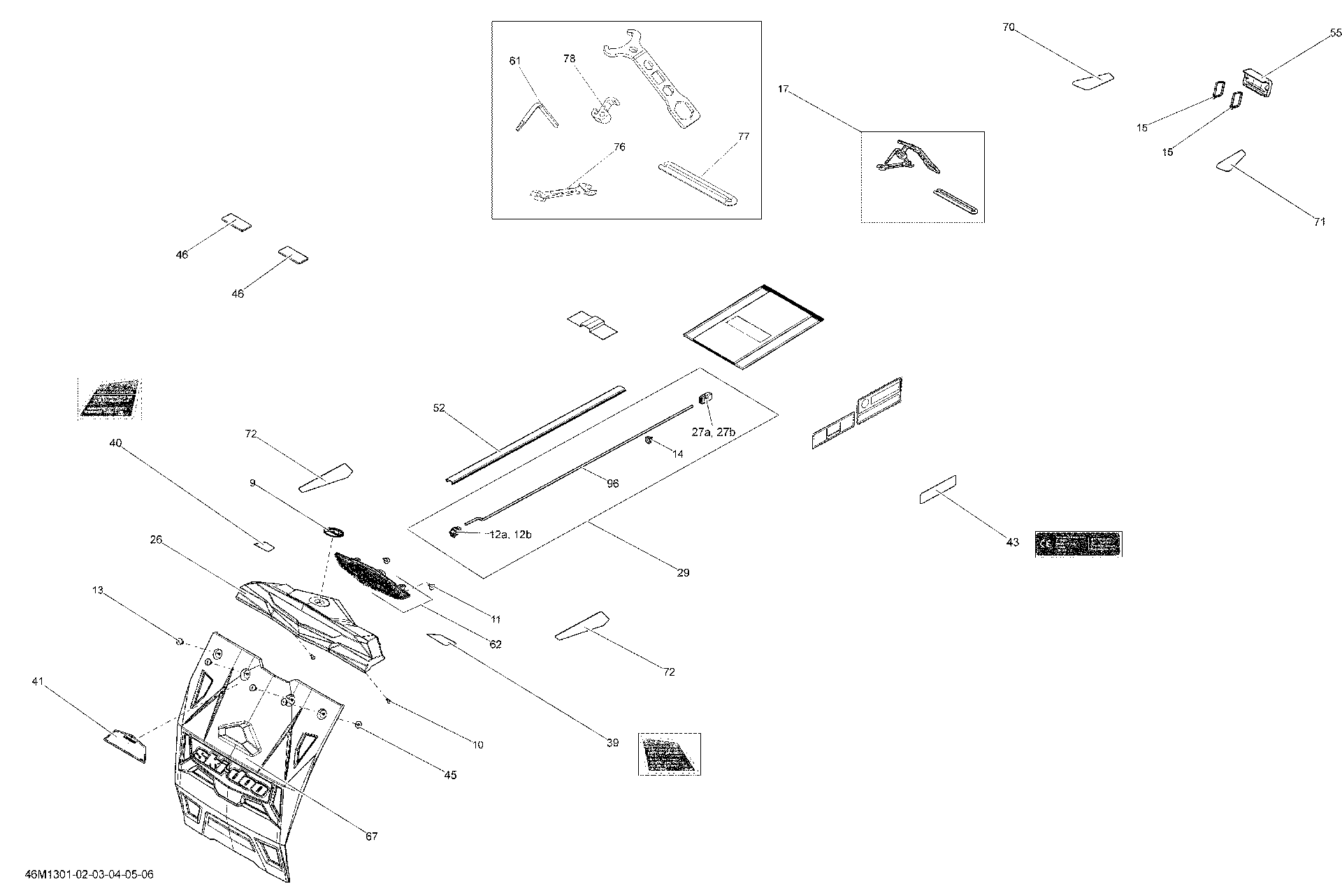 Fits 2013 Ski-Doo SUMMIT X 800RE XM SNOW Guard ASM, OEM Part # 520001299 - schematic diagram
